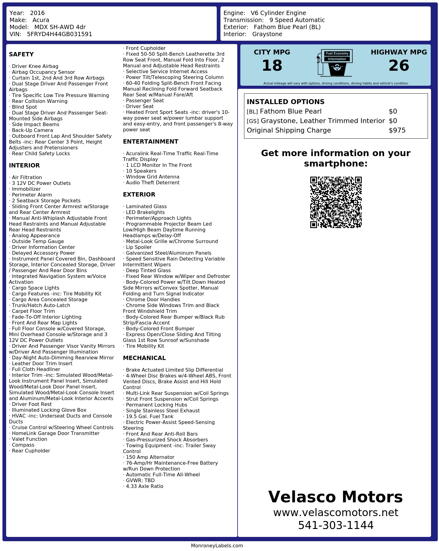Monroney Label