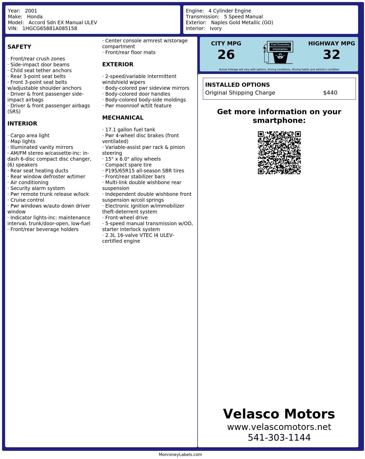 Monroney Label