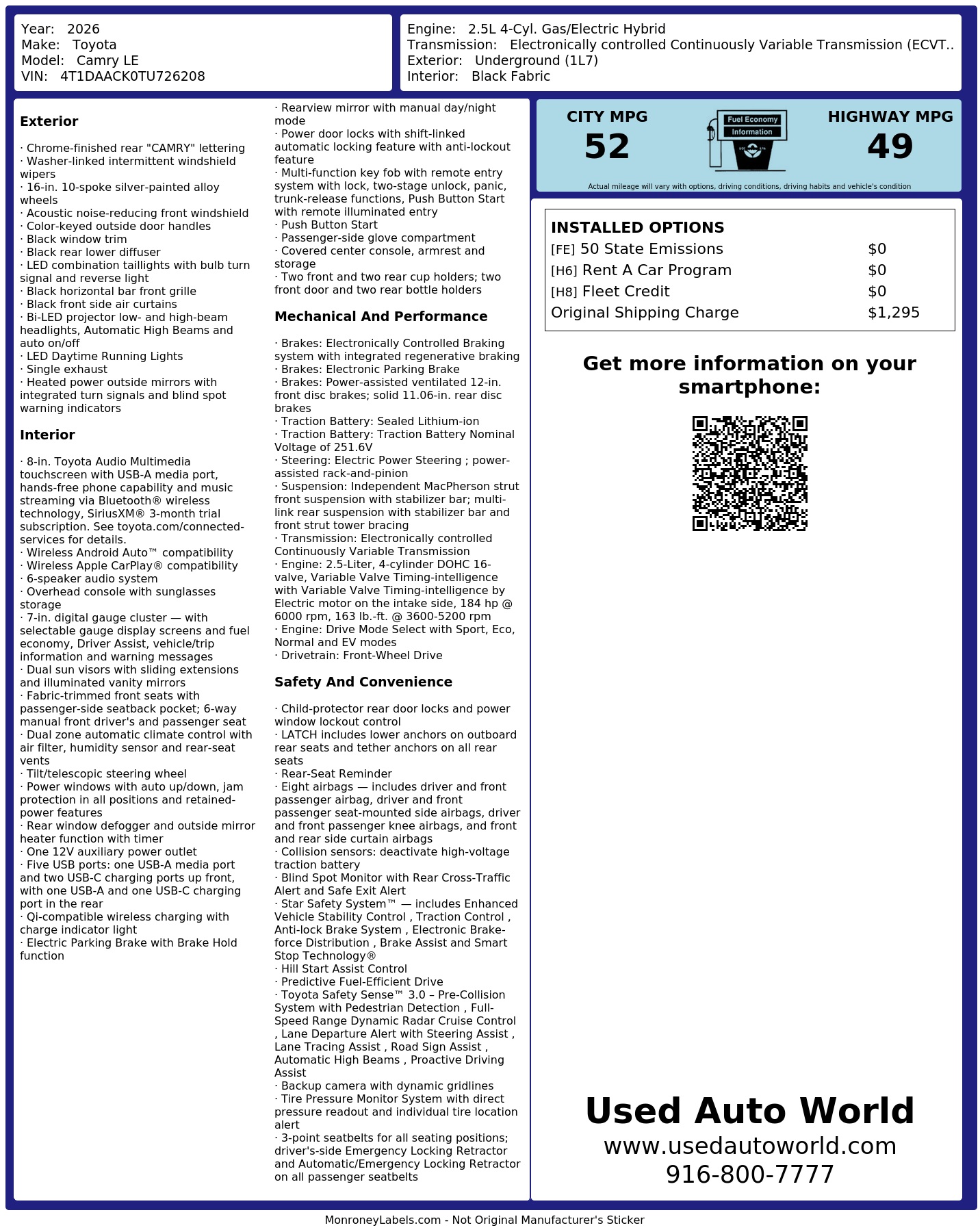 Monroney Label