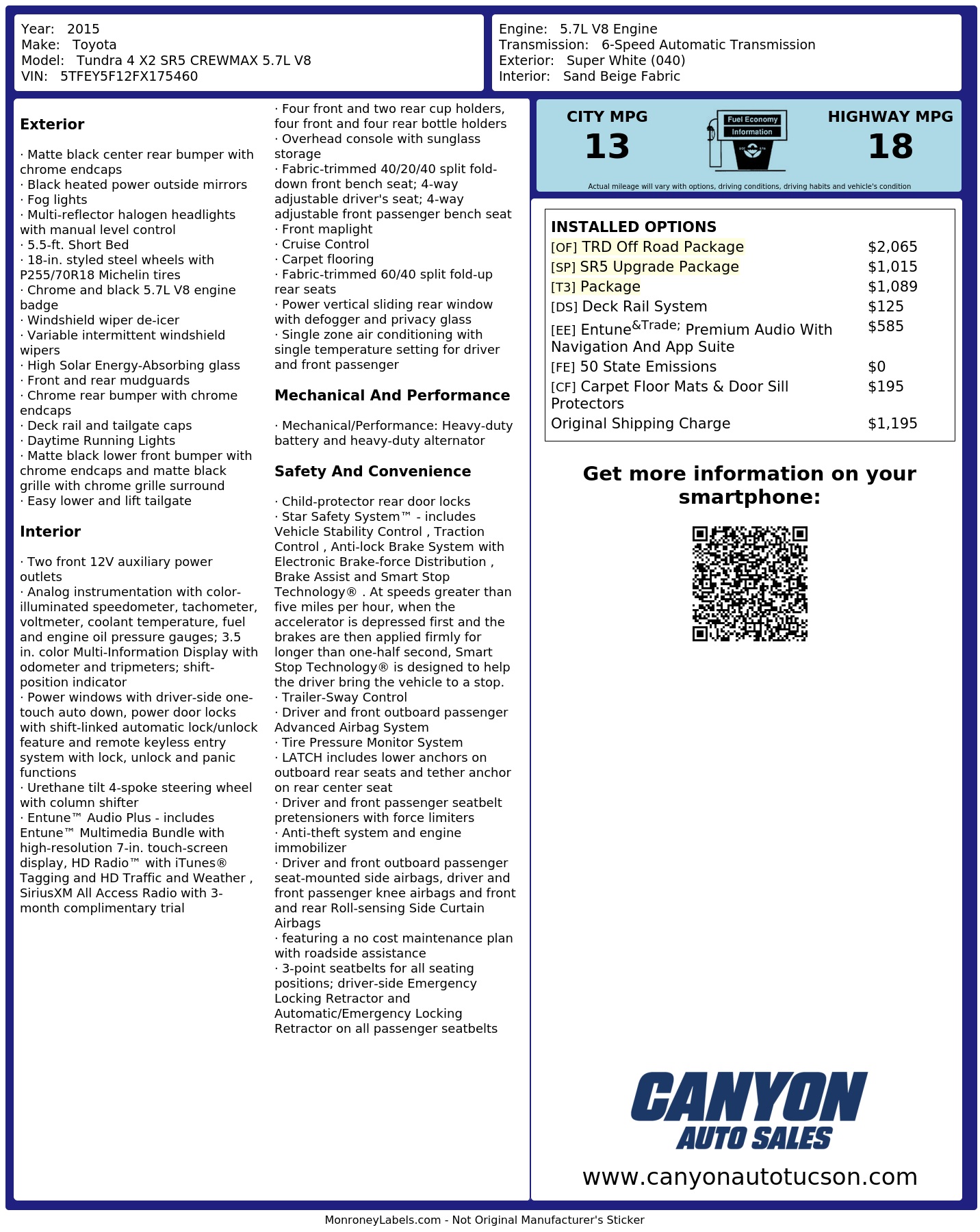 Monroney Label