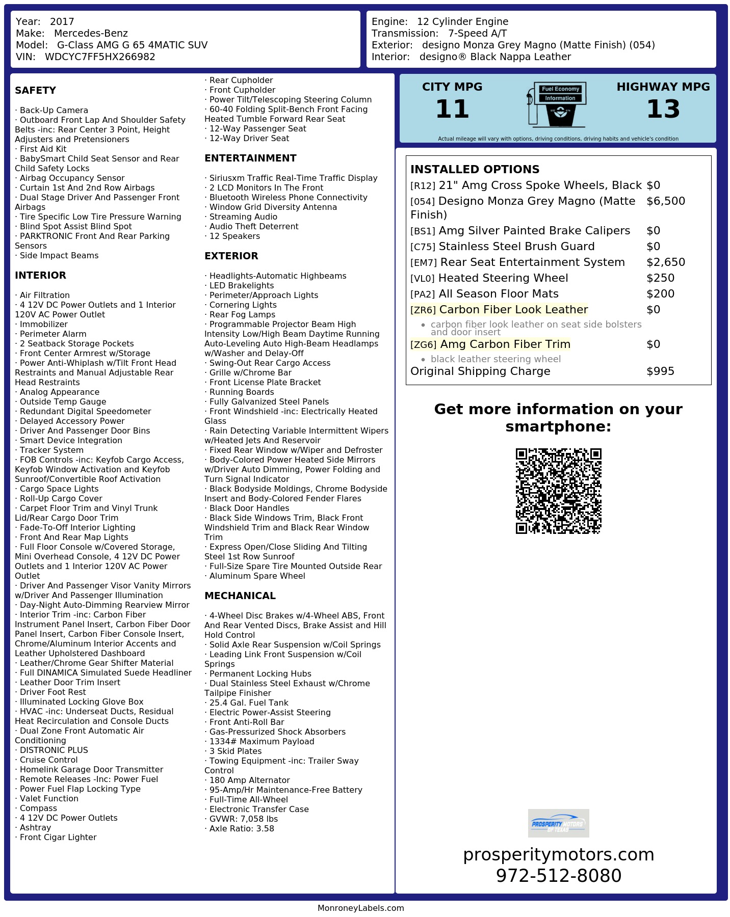 Monroney Label