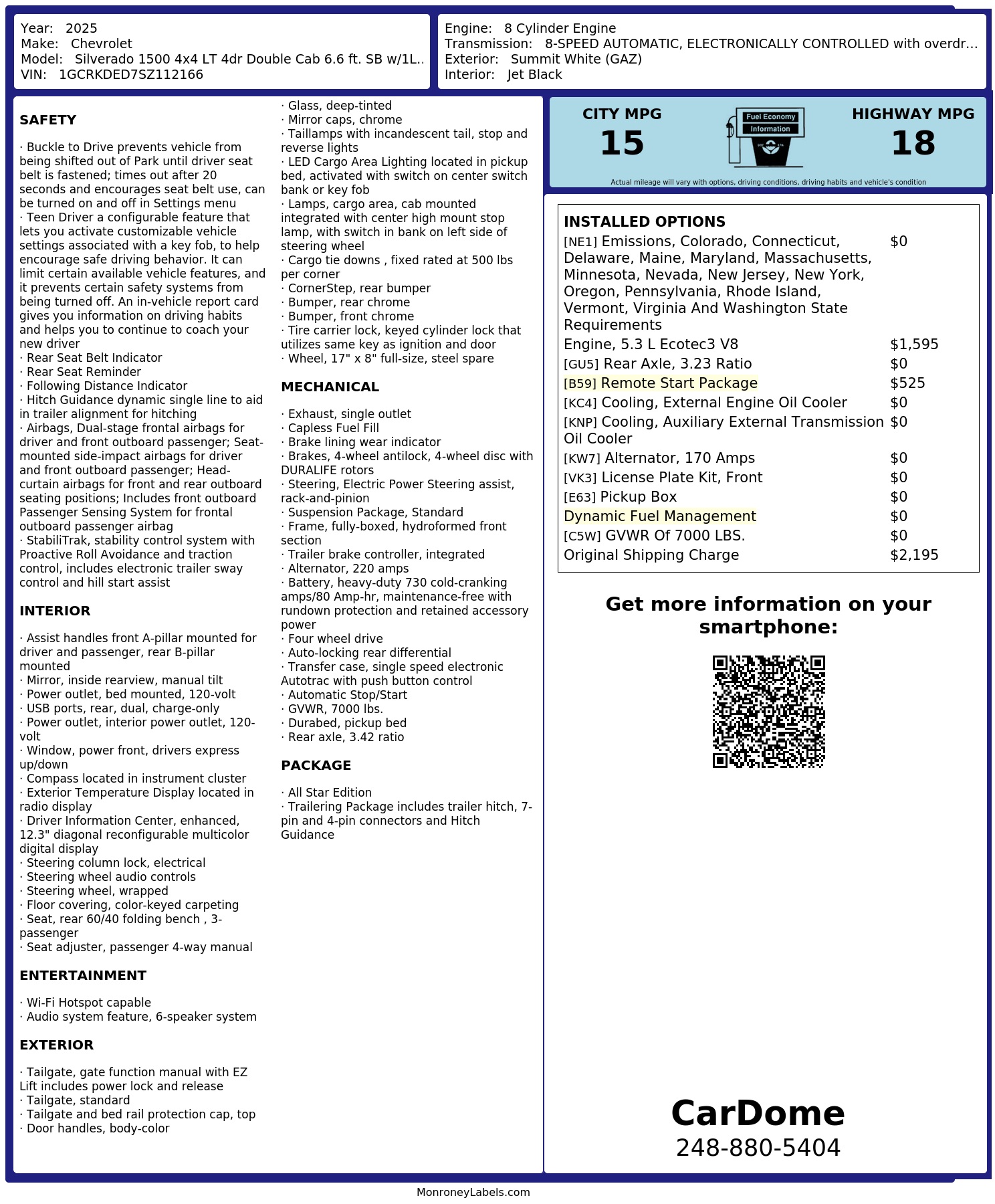 Monroney Label