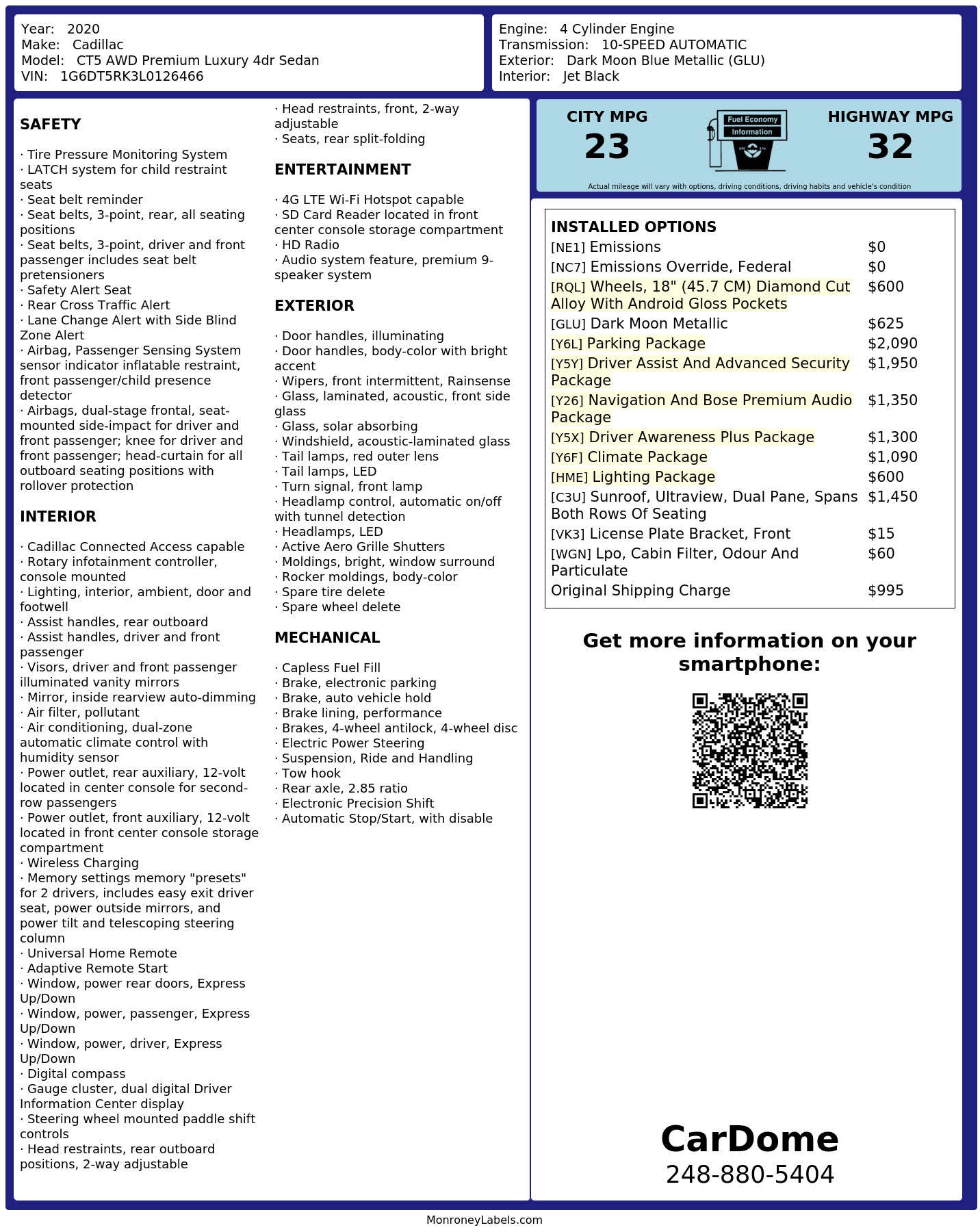 Monroney Label
