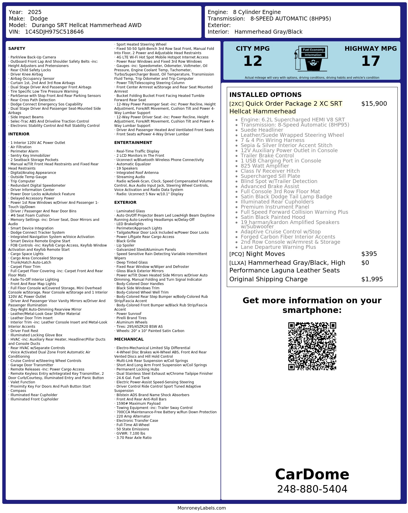 Monroney Label