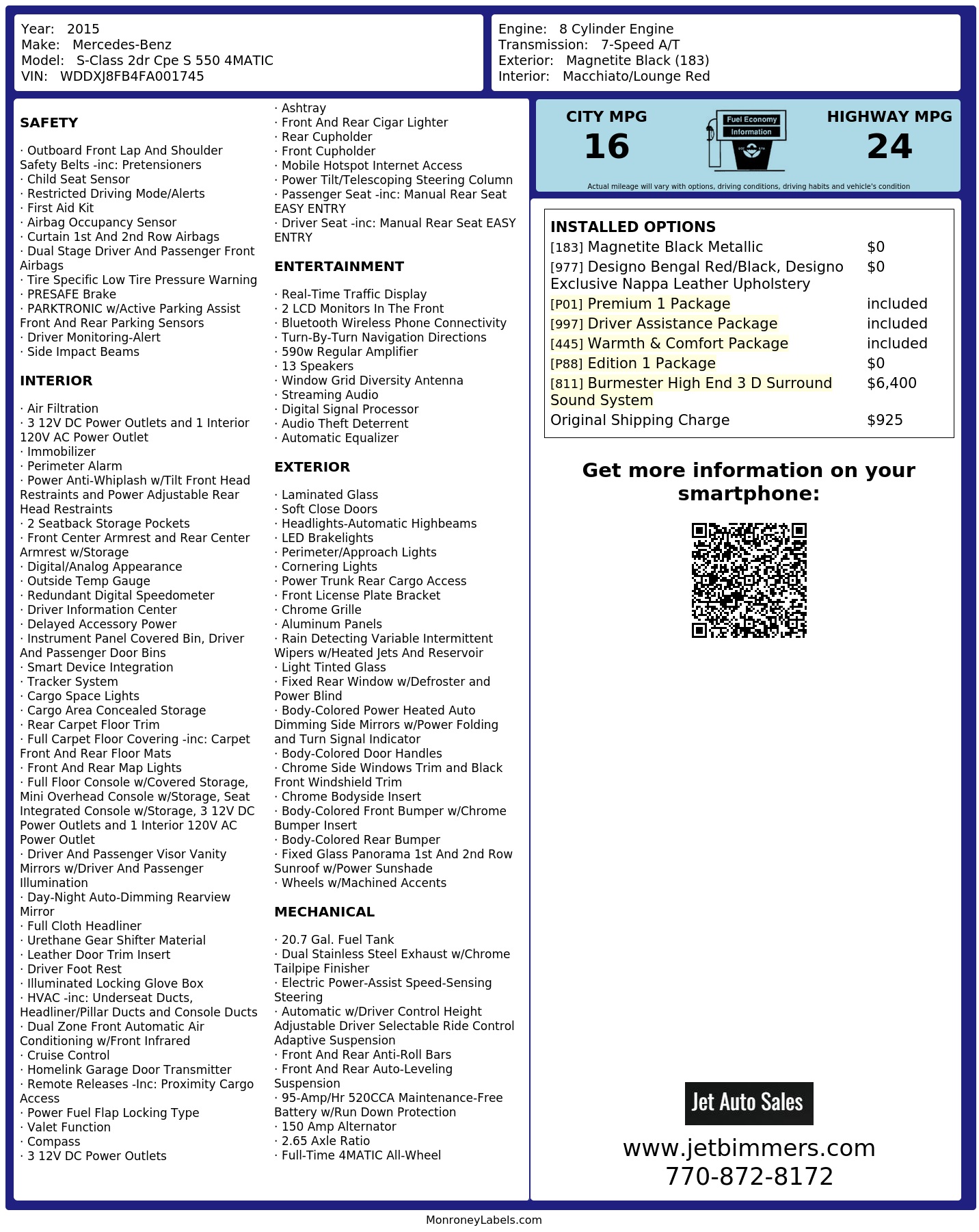 Monroney Label