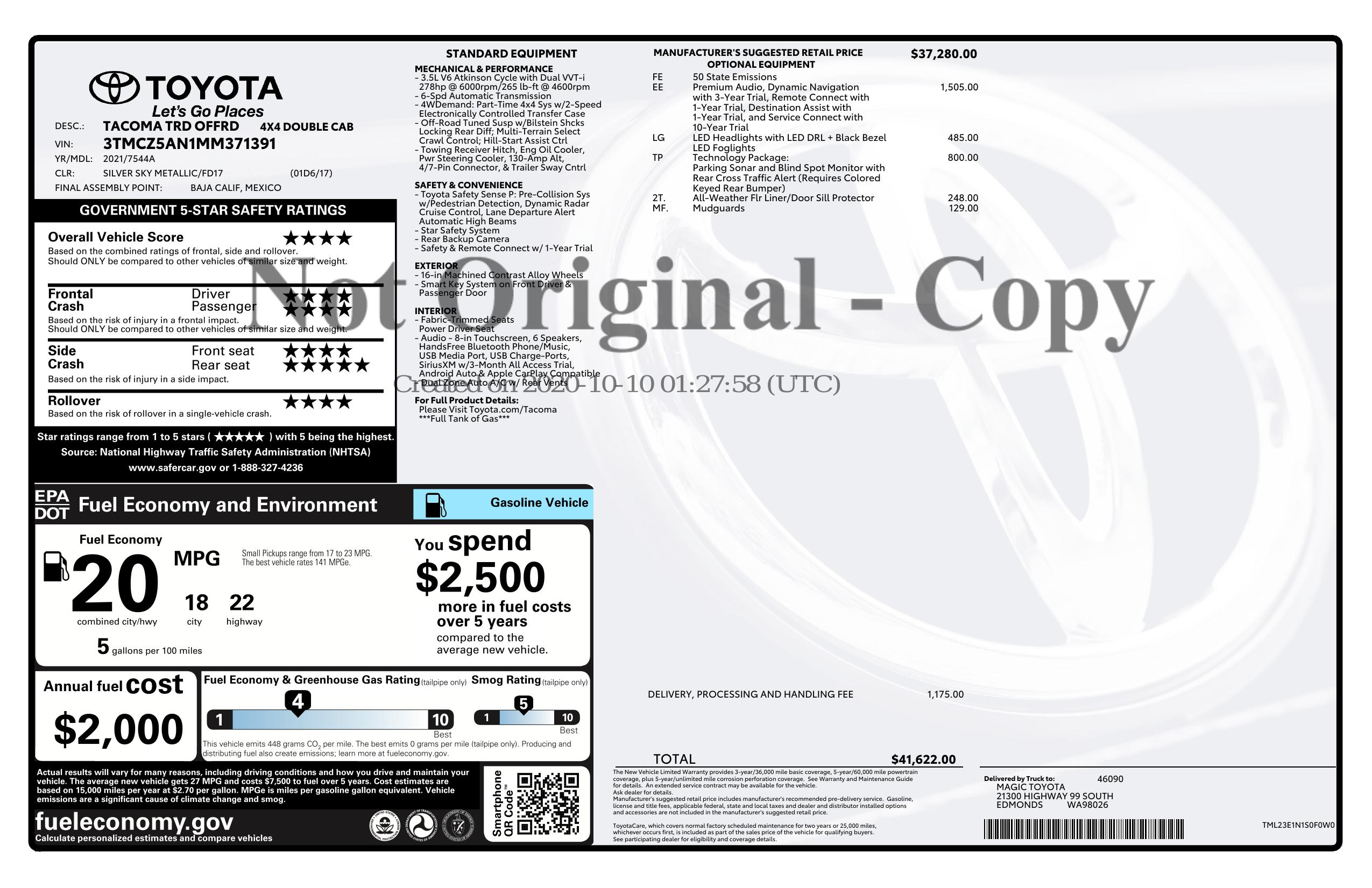 Monroney Label