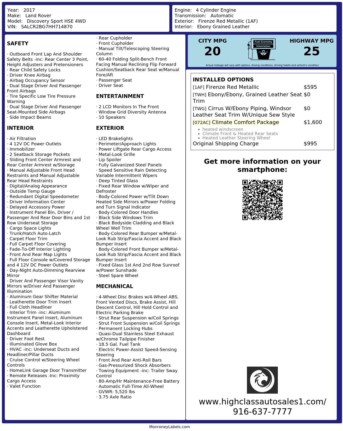 Monroney Label