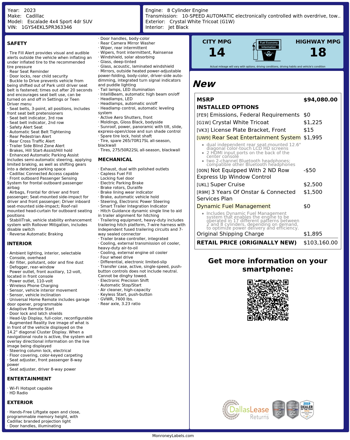 Monroney Label