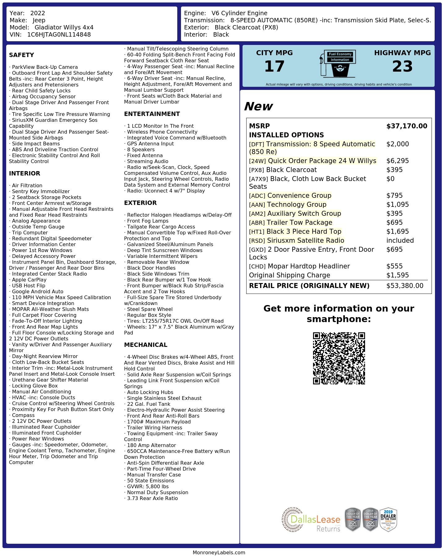 Monroney Label