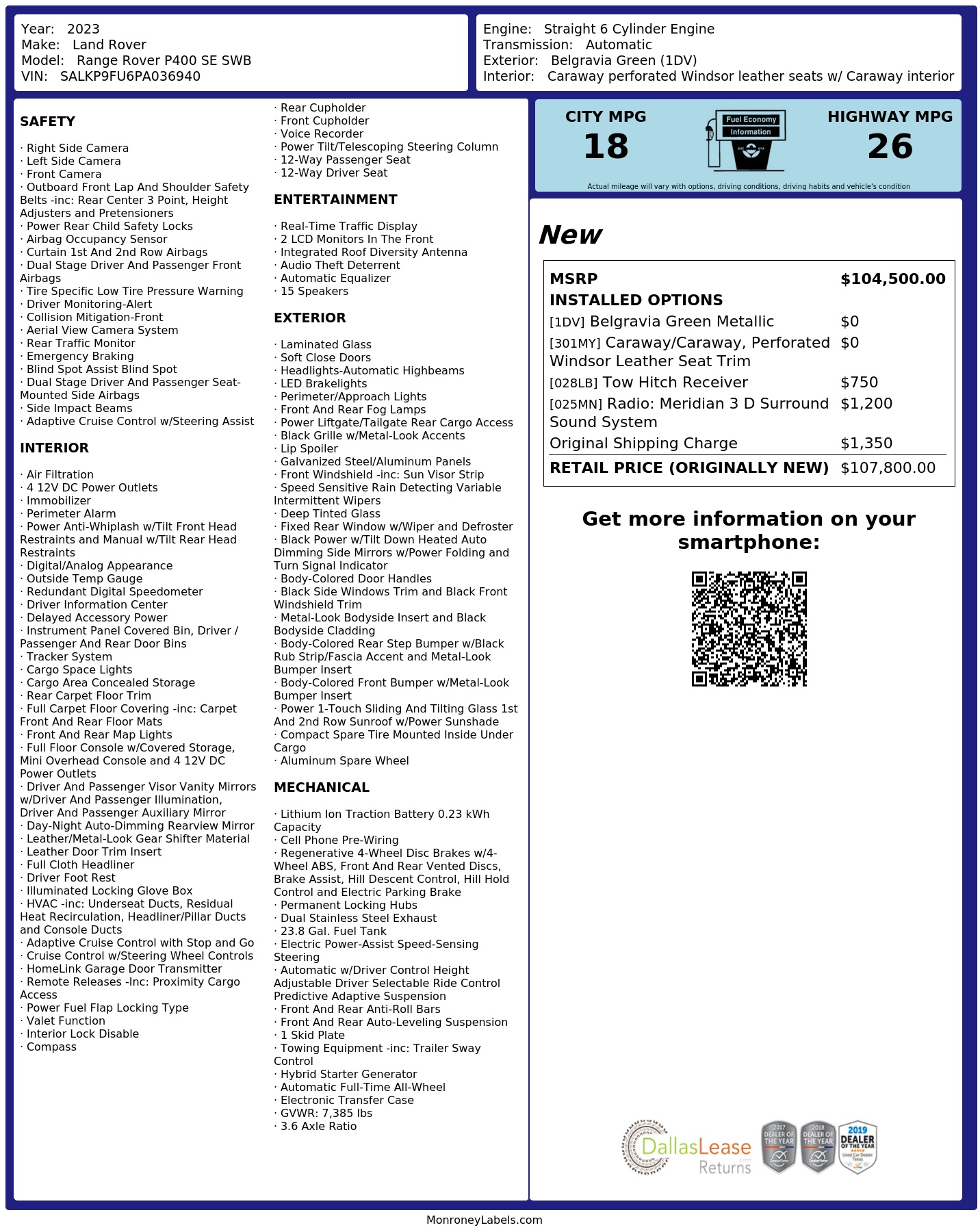 Monroney Label