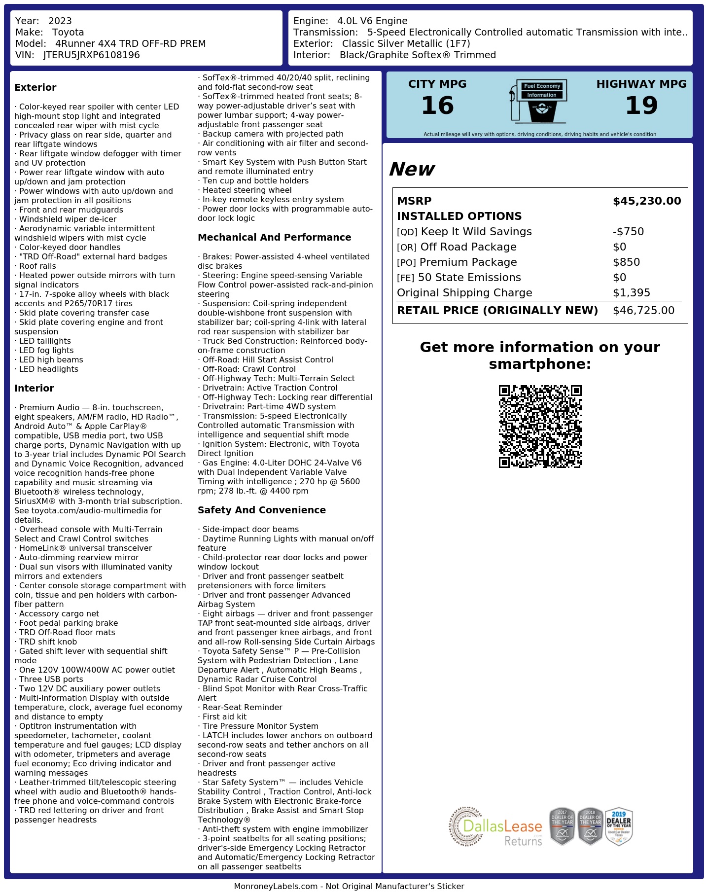 Monroney Label