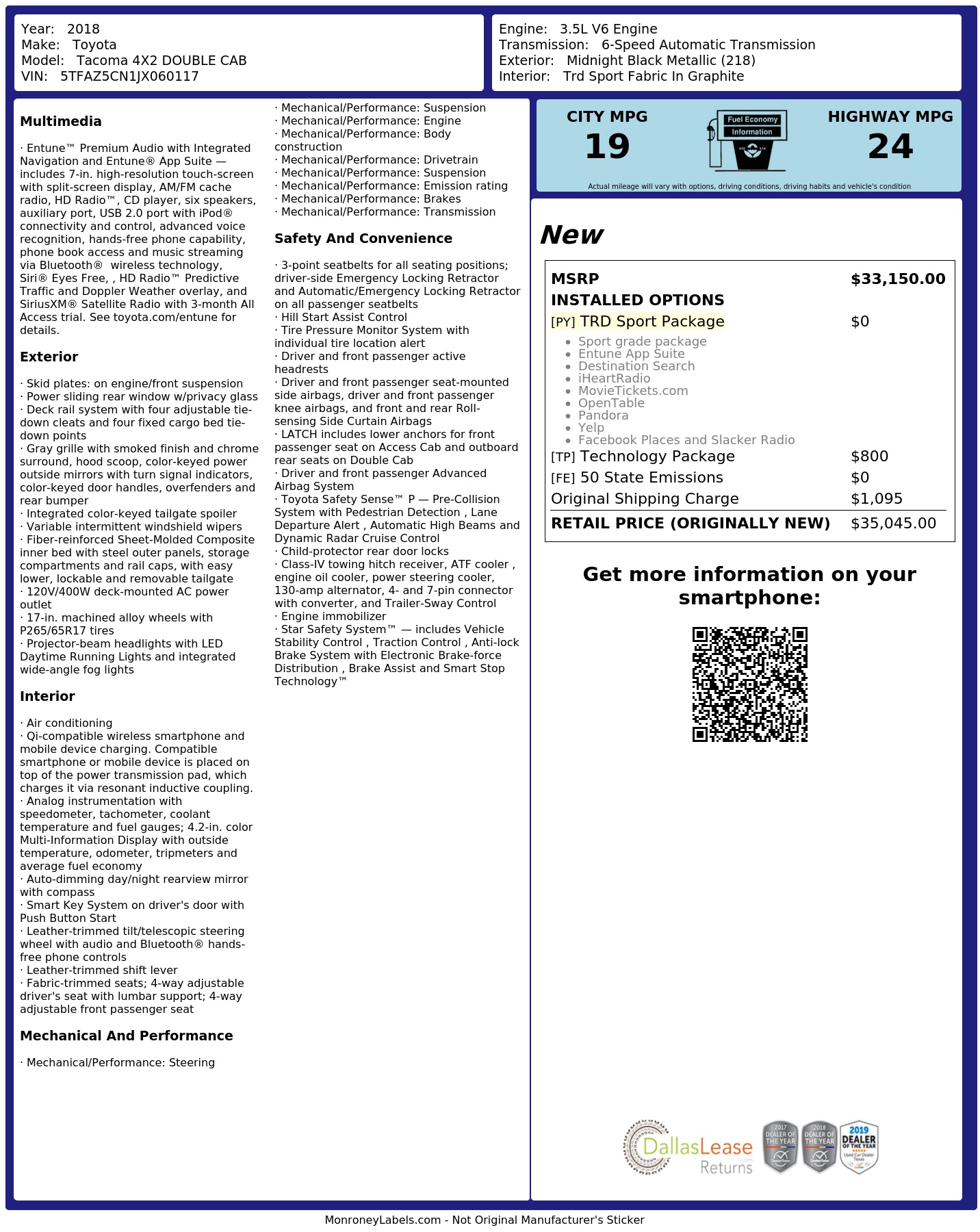 Monroney Label