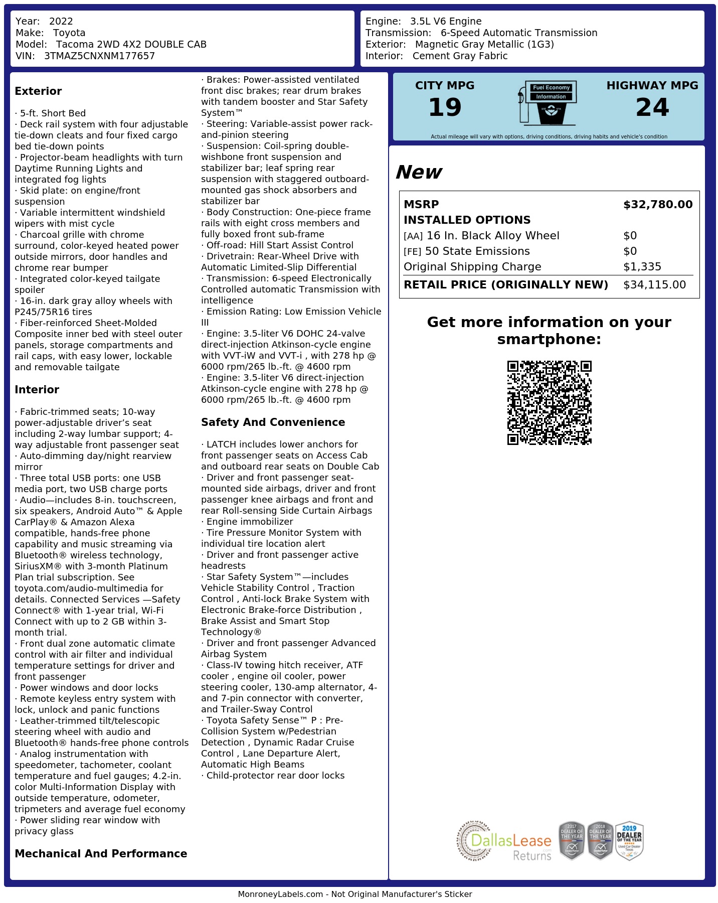 Monroney Label