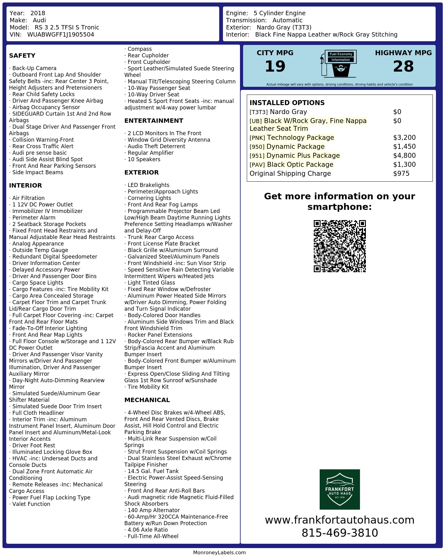 Monroney Label