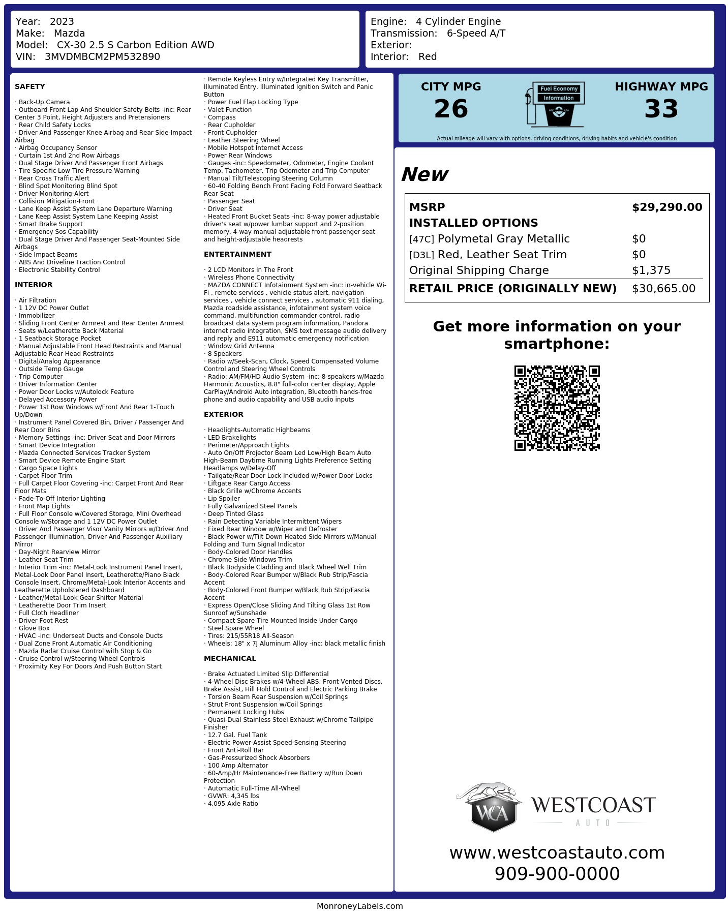 Monroney Label
