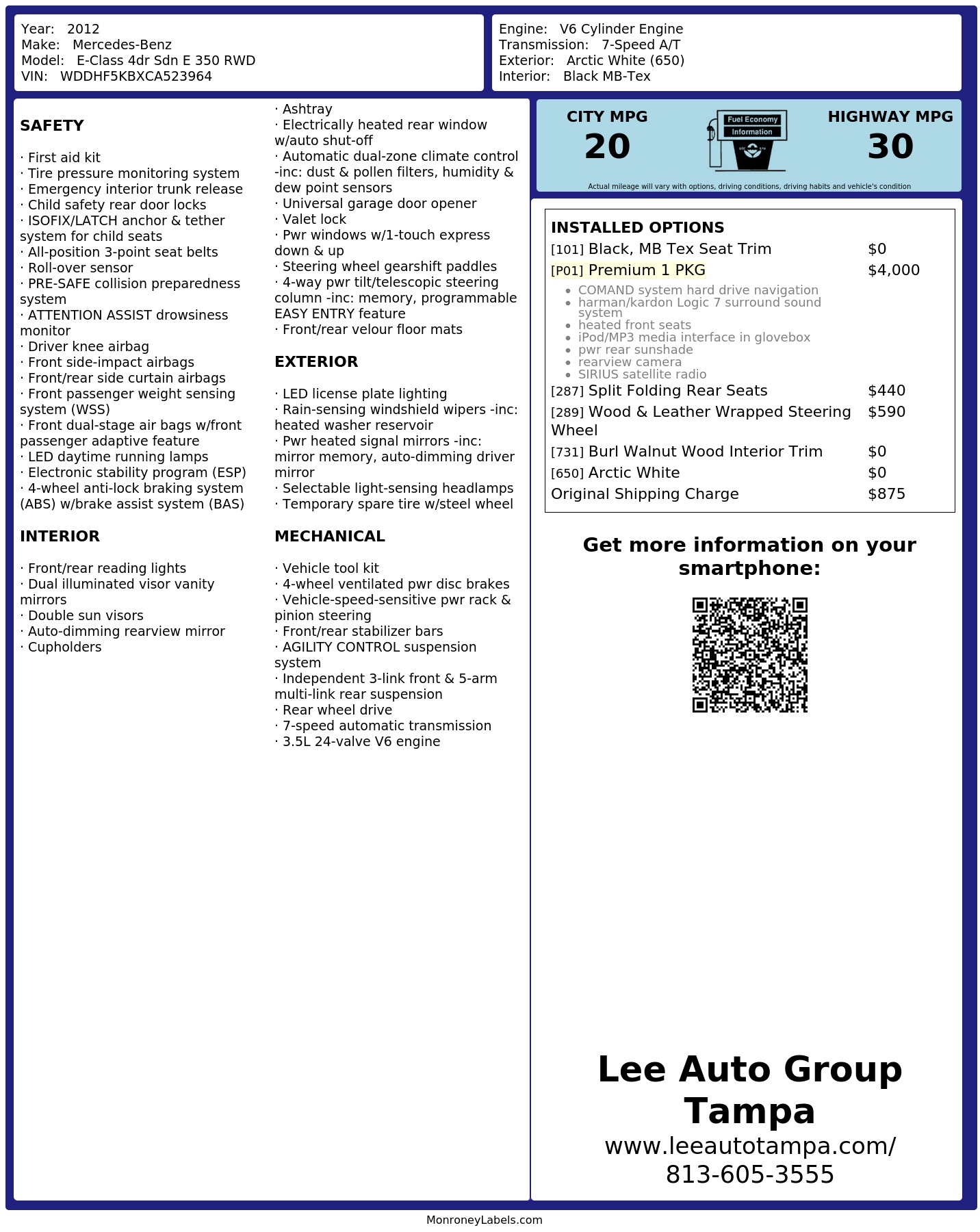 Monroney Label