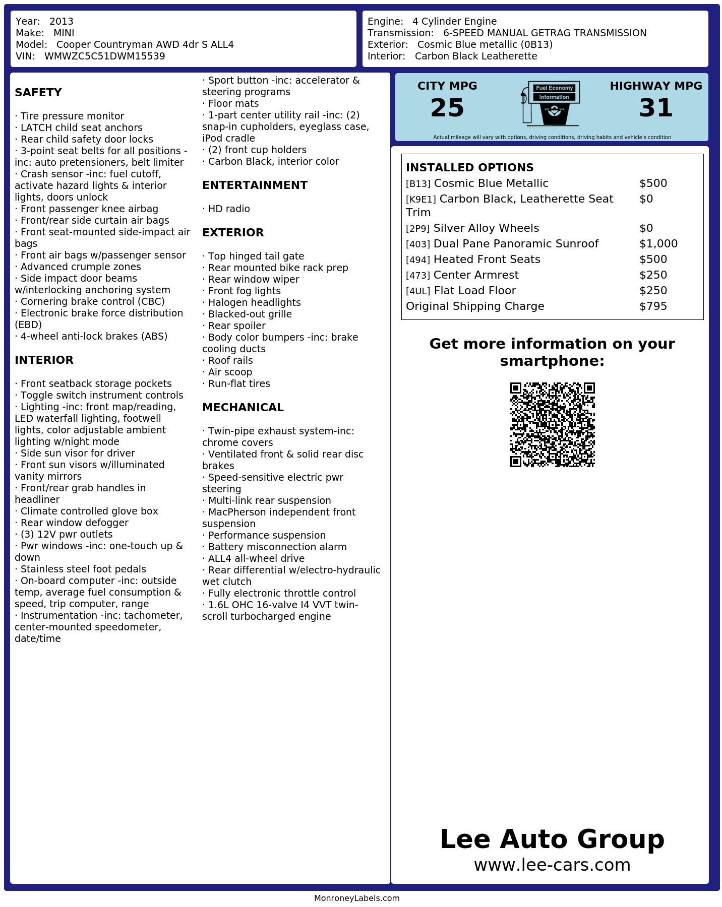 Monroney Label