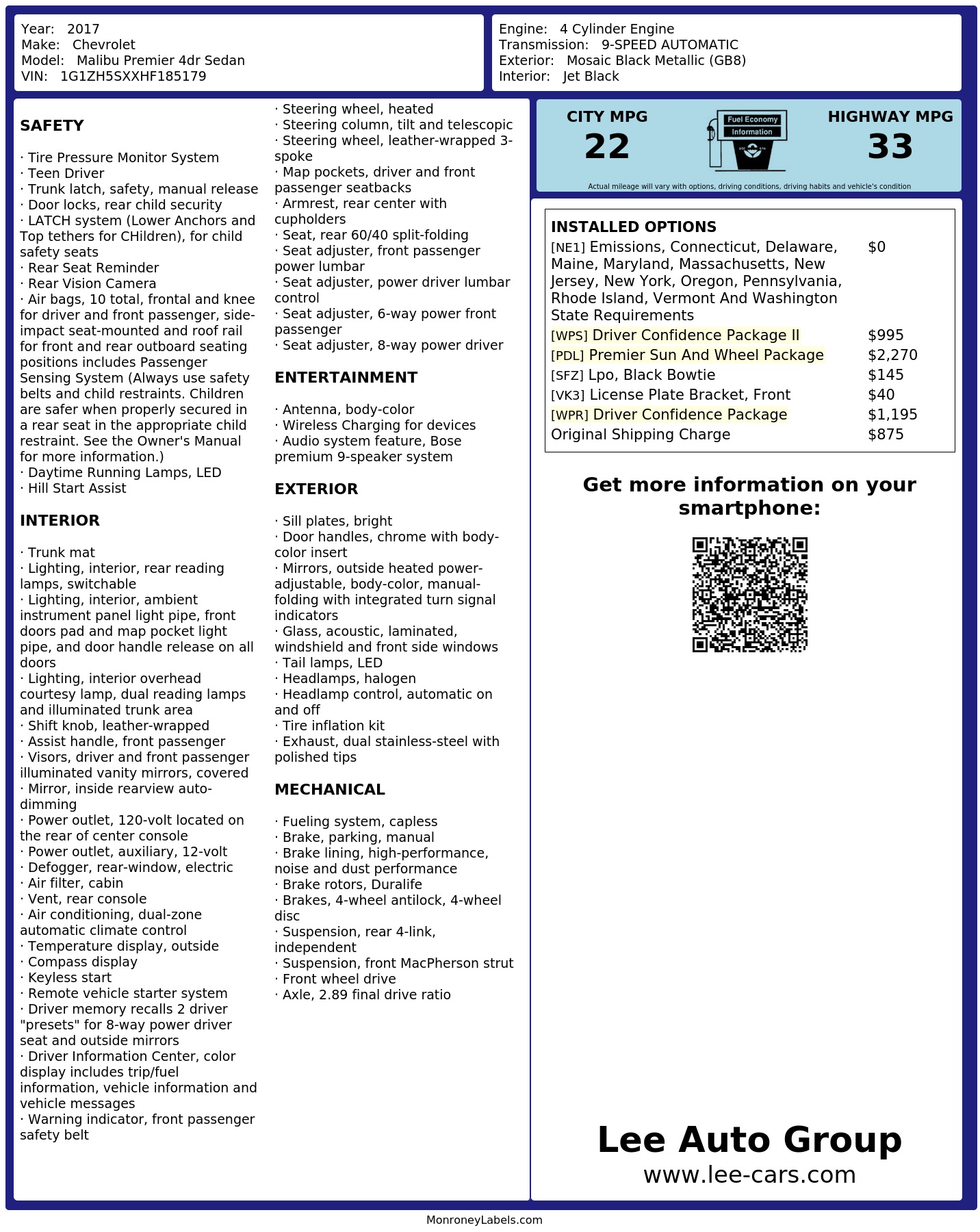 Monroney Label