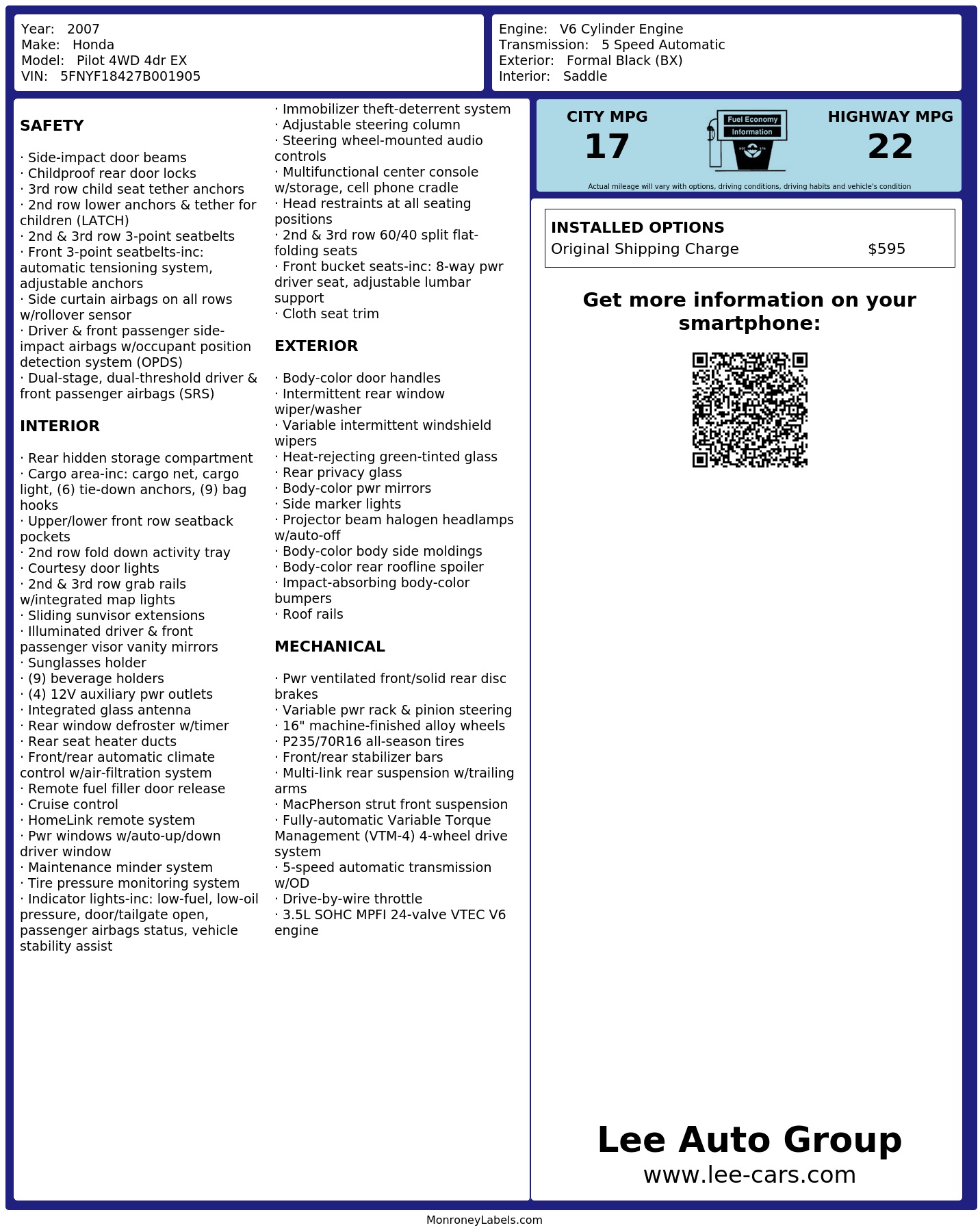 Monroney Label