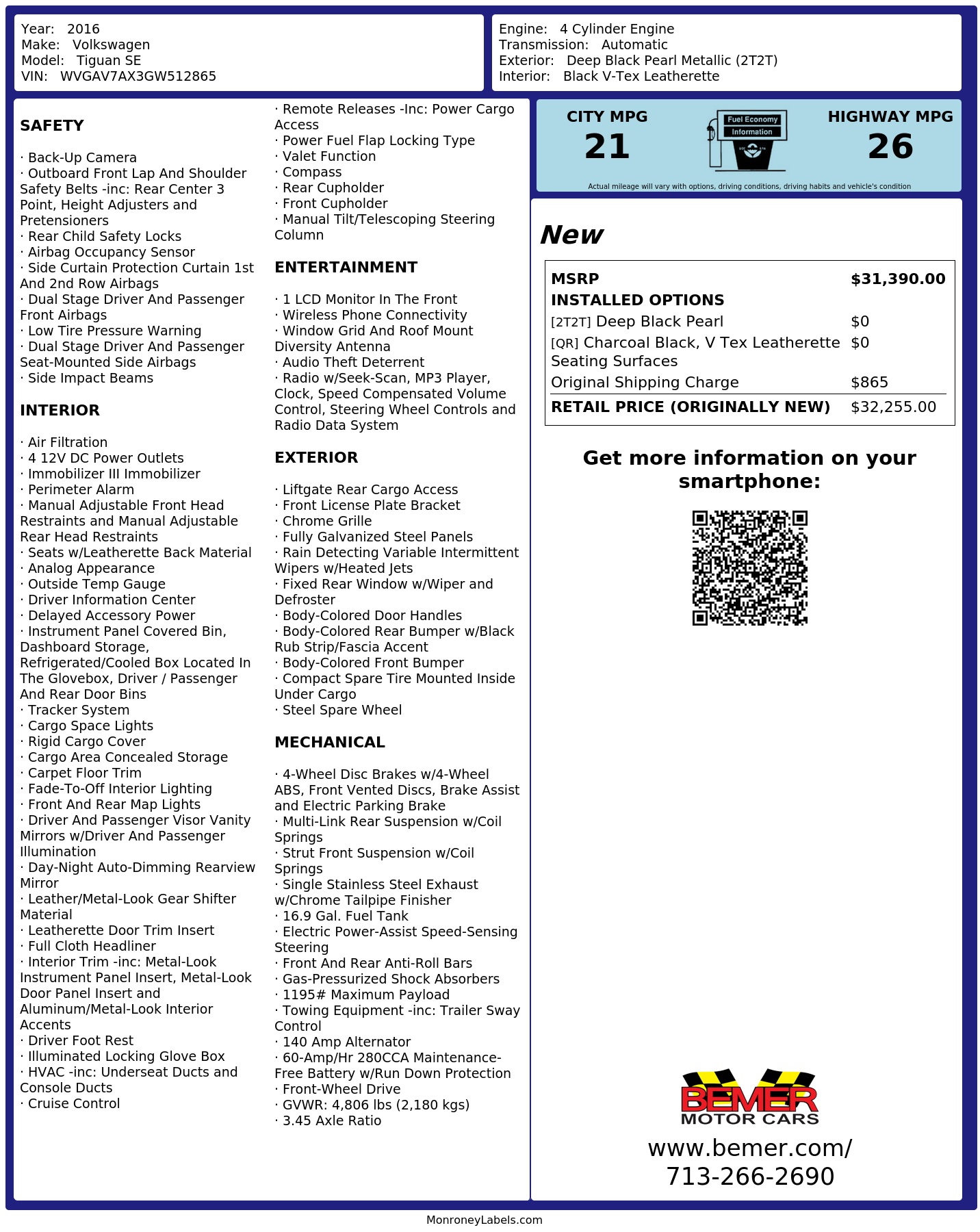 Monroney Label