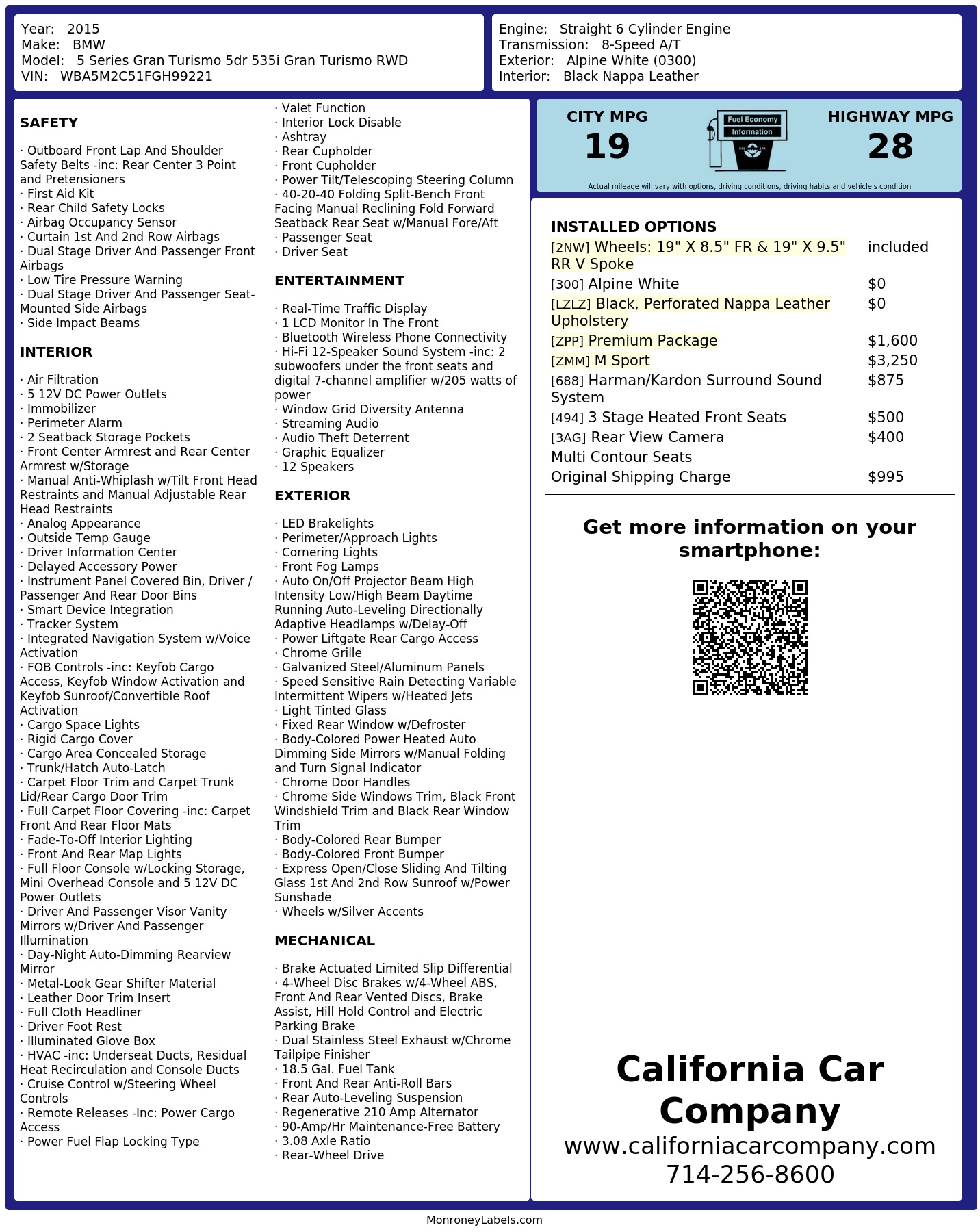 Monroney Label