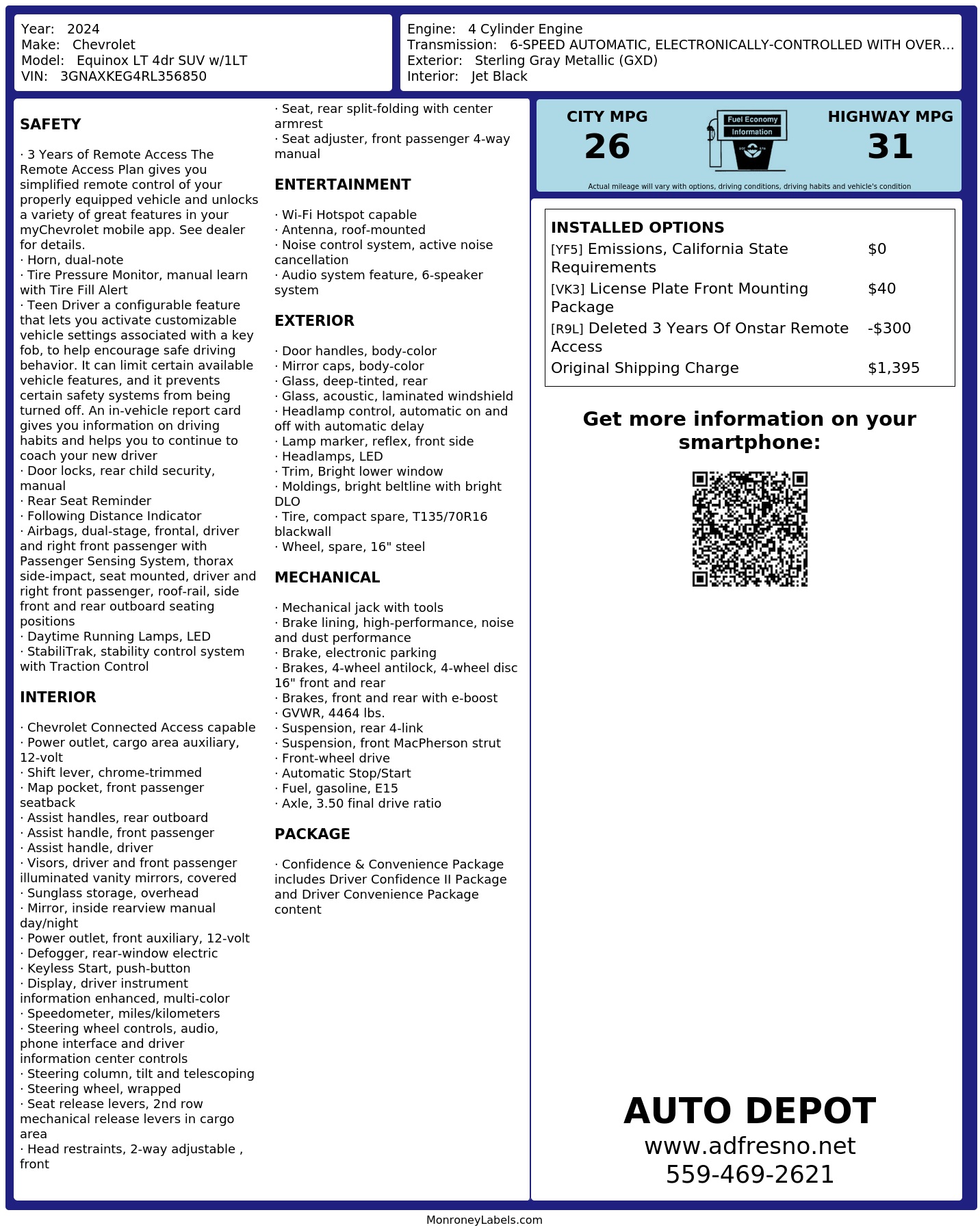 Monroney Label