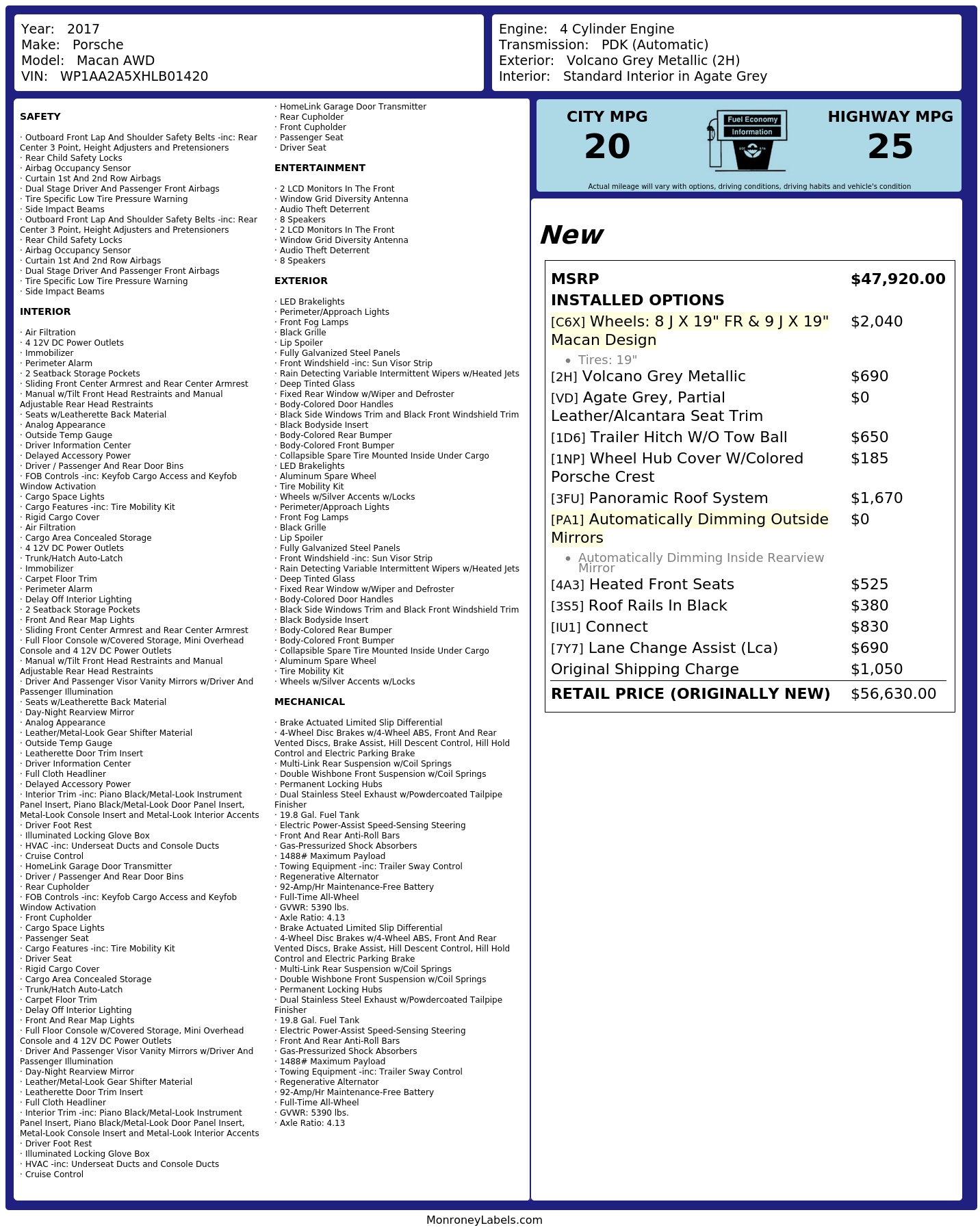Monroney Label
