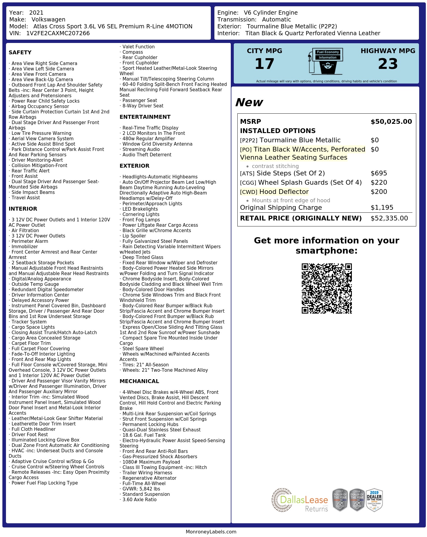 Monroney Label