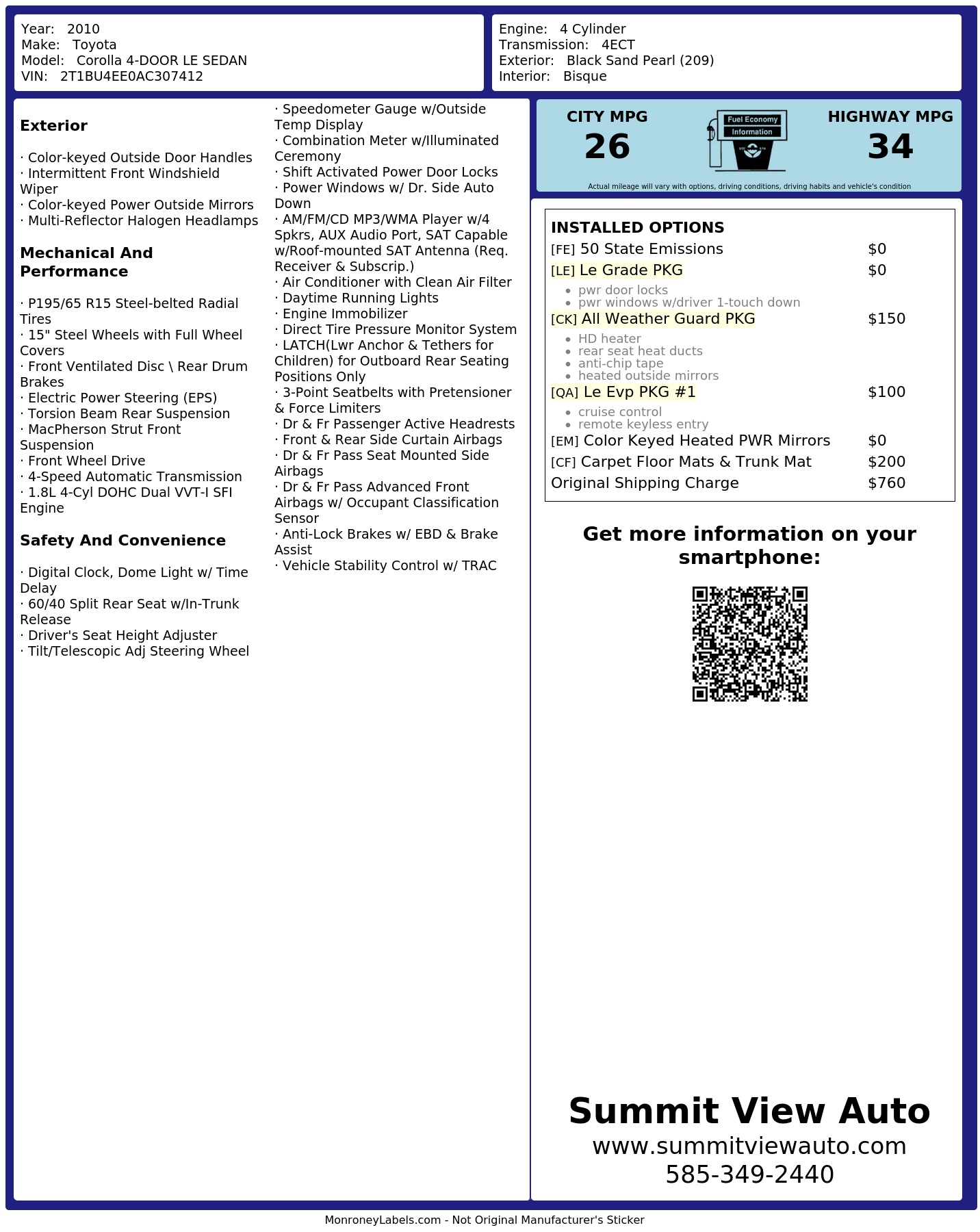 Monroney Label
