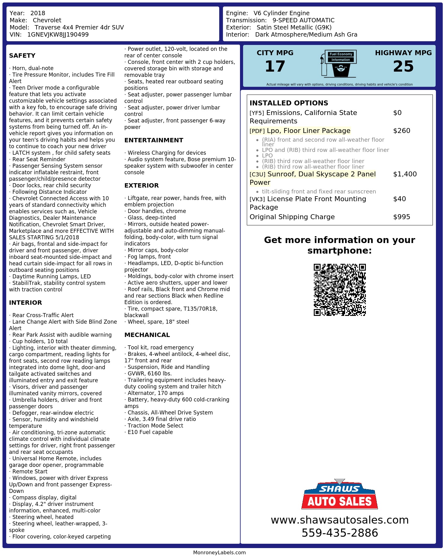 Monroney Label