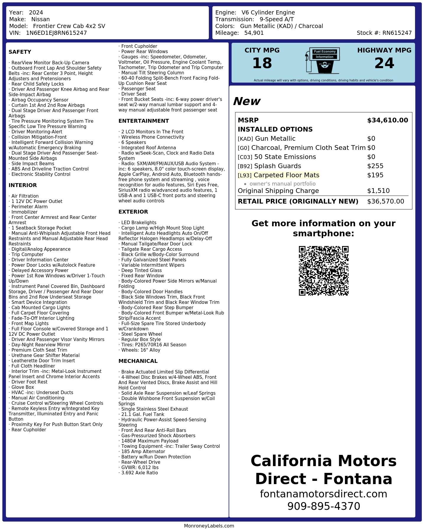 Monroney Label