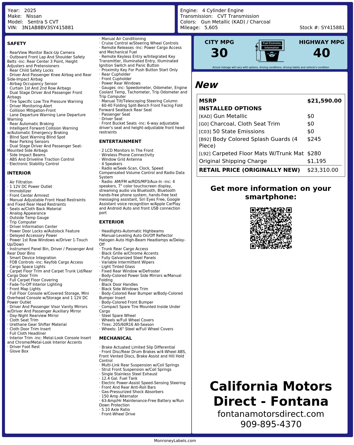 Monroney Label