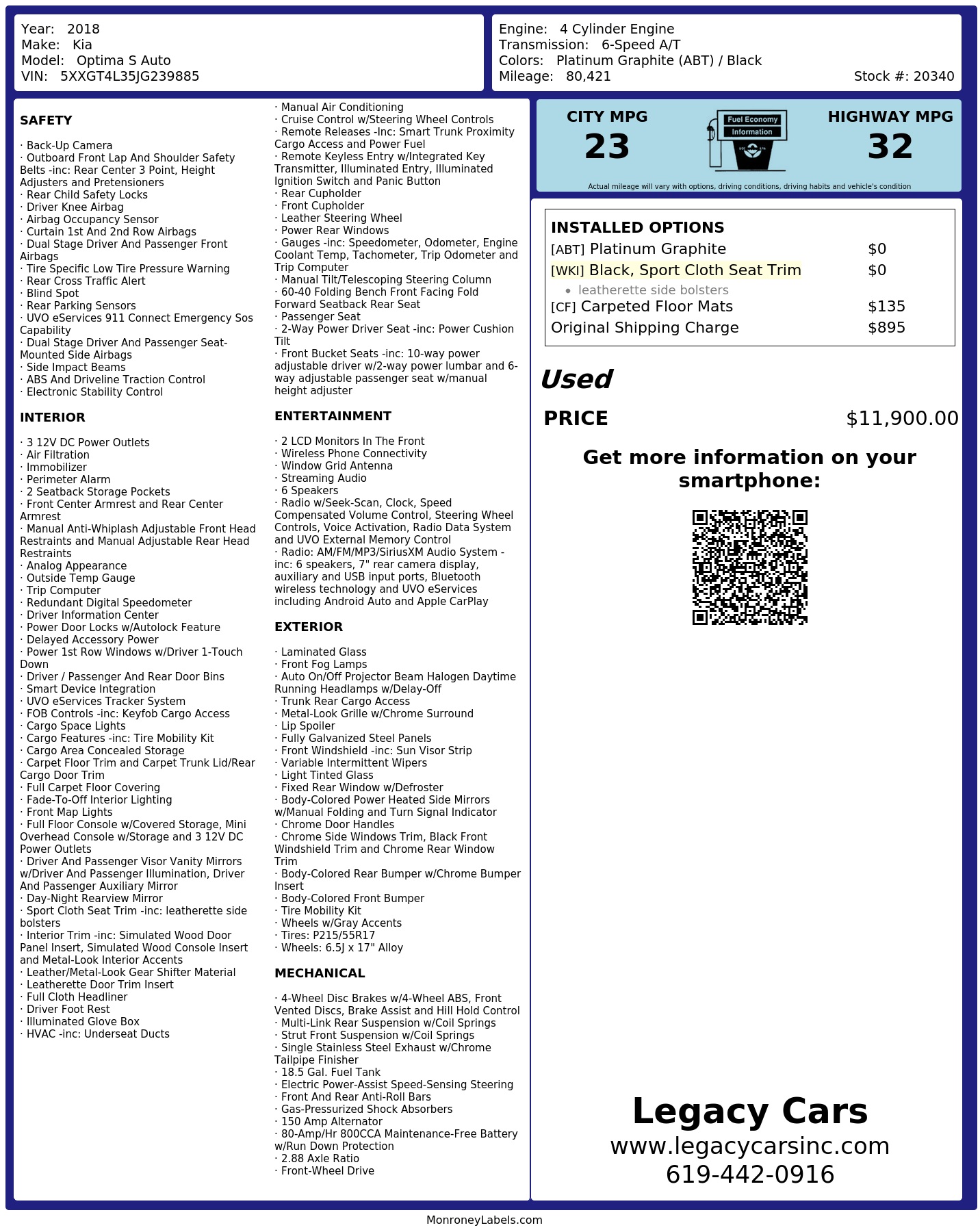 Monroney Label