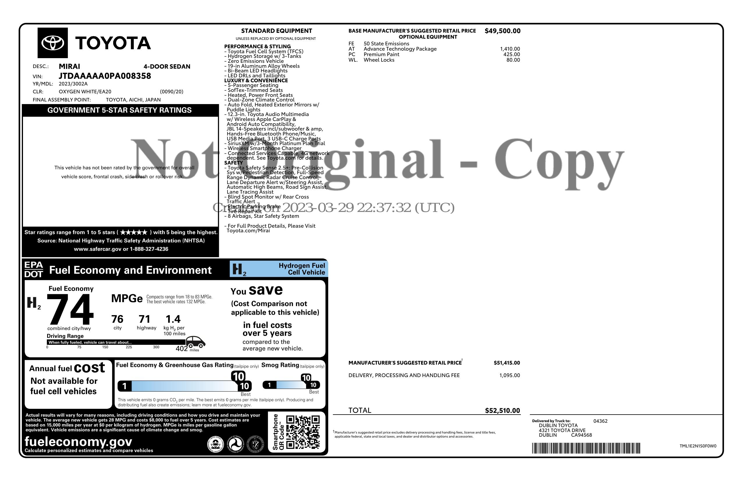 Monroney Label