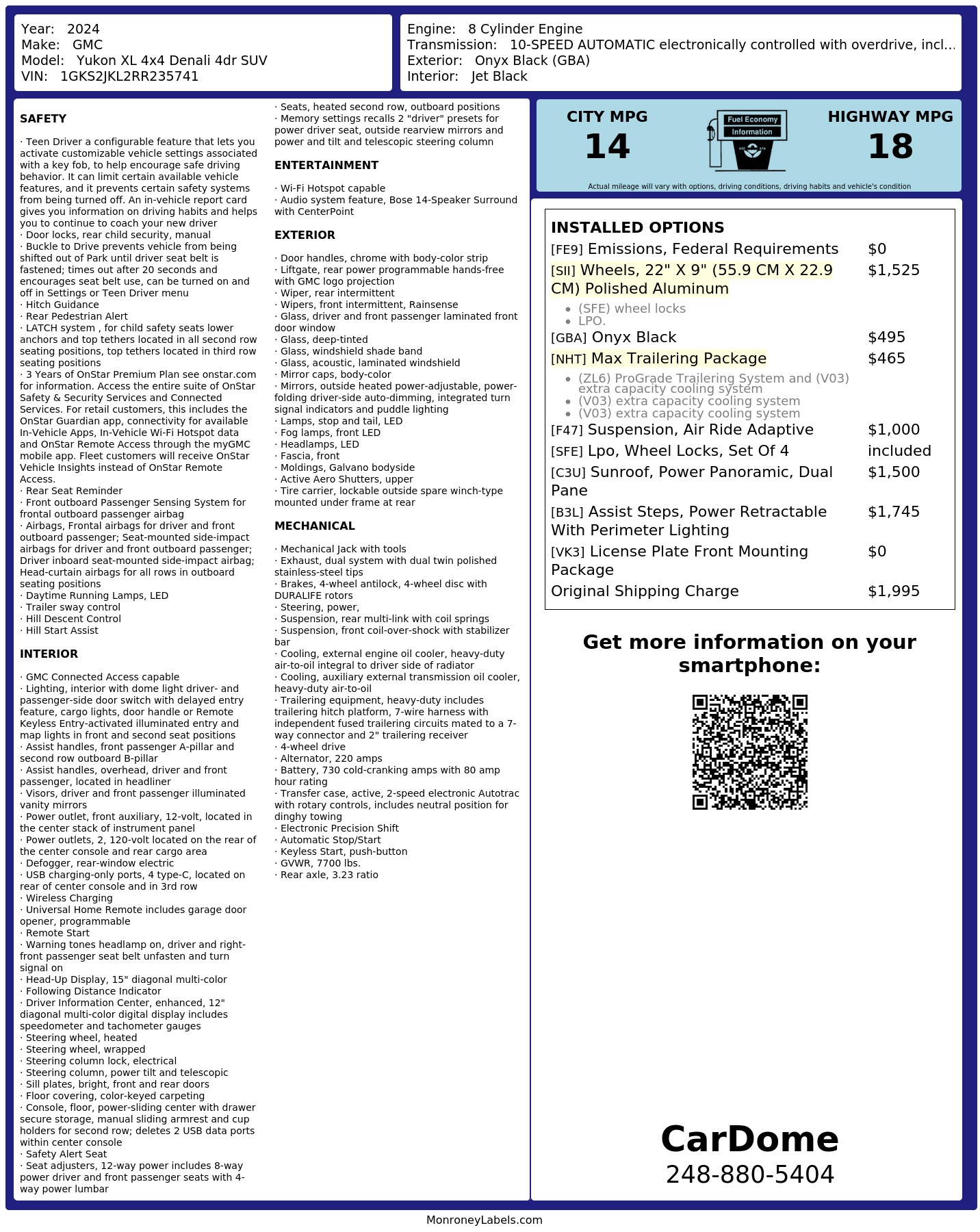 Monroney Label