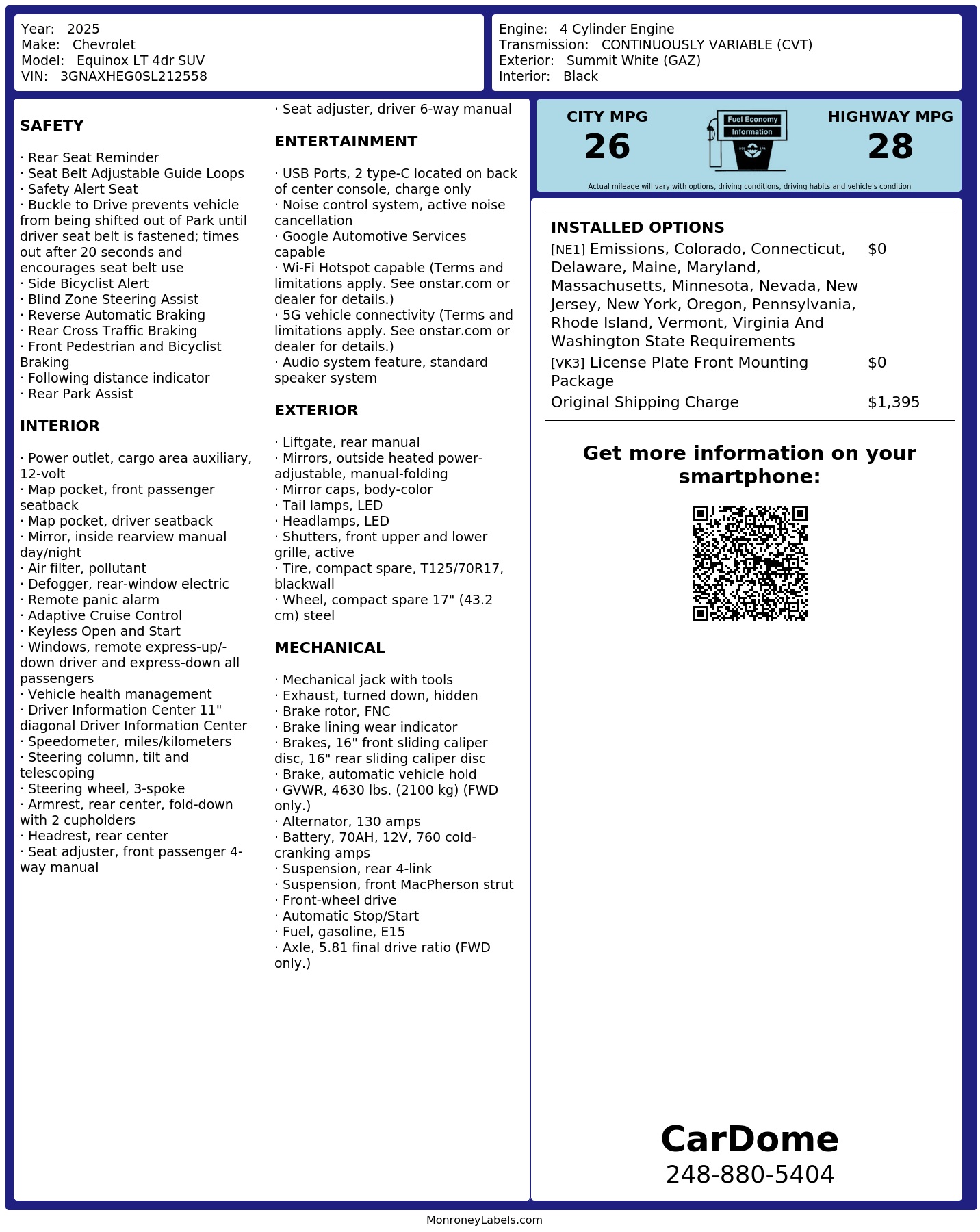 Monroney Label