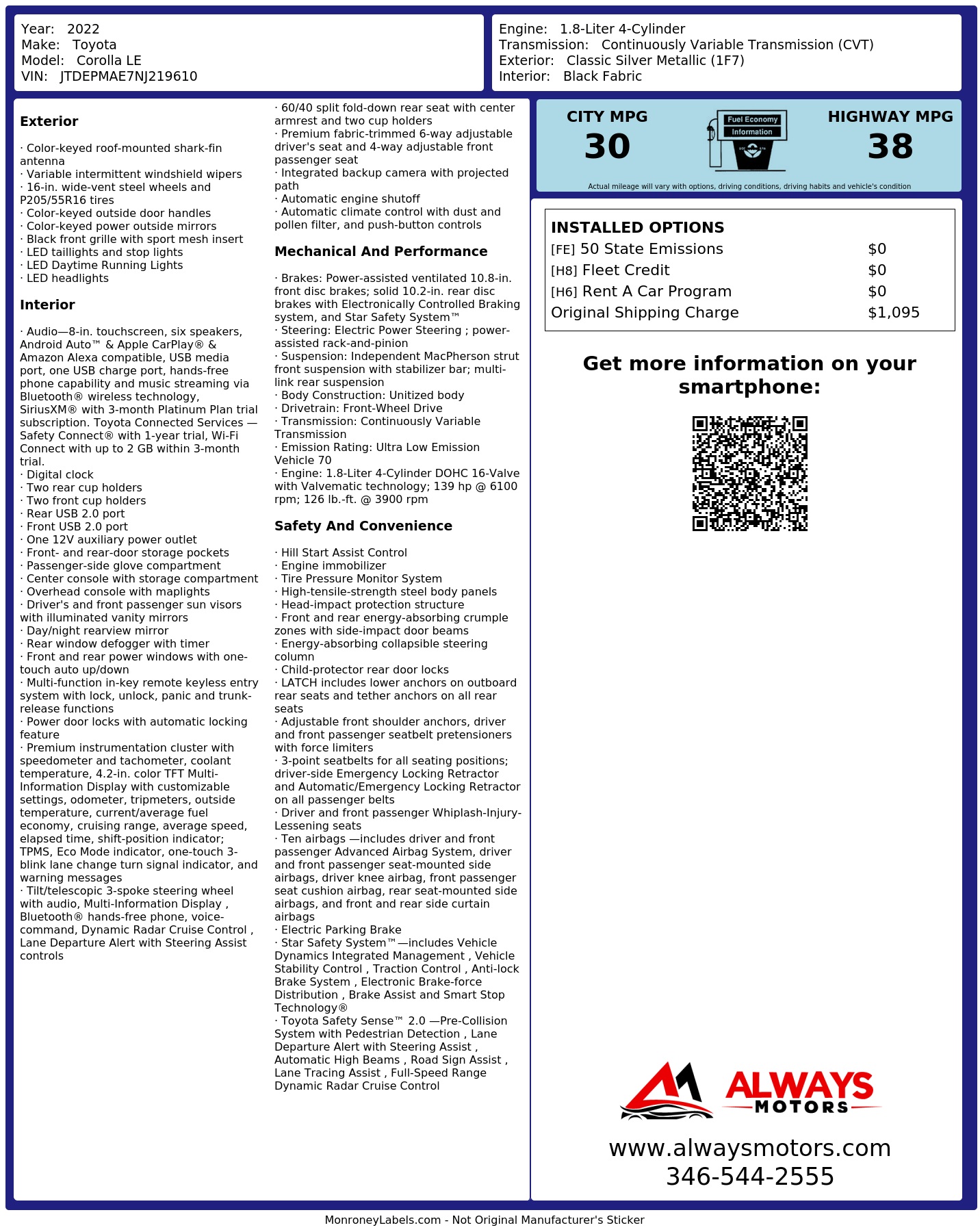 Monroney Label