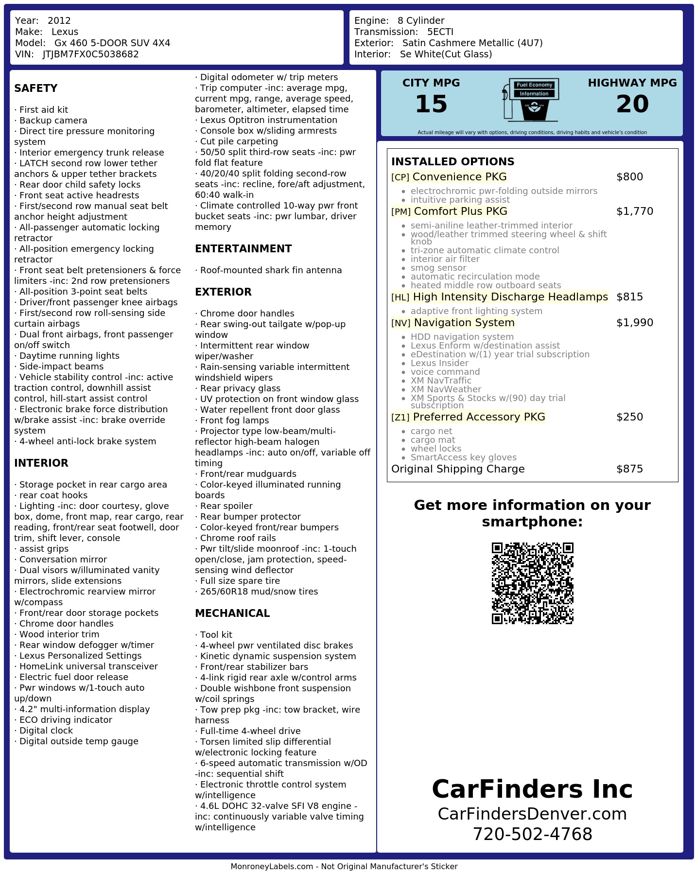 Monroney Label