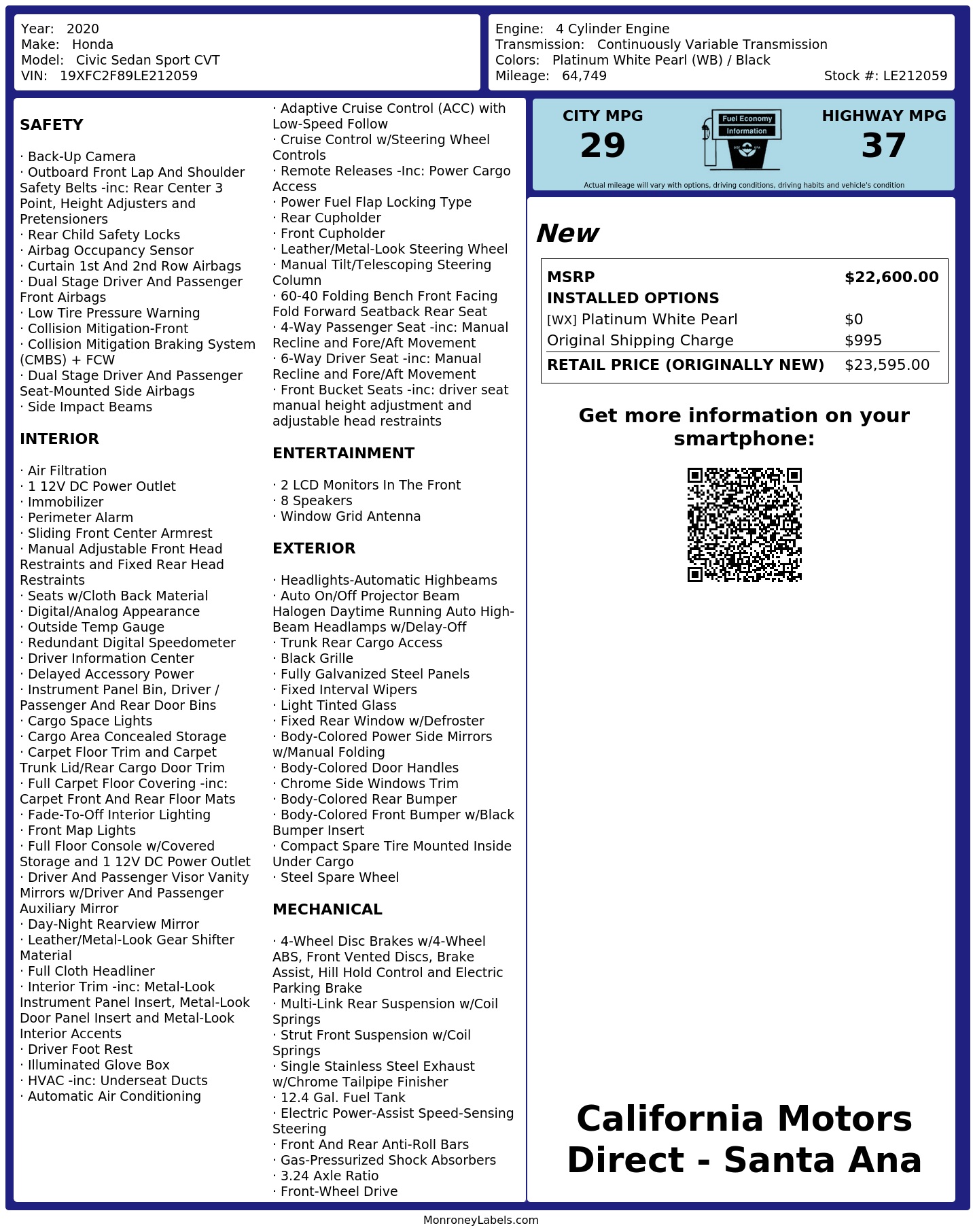 Monroney Label