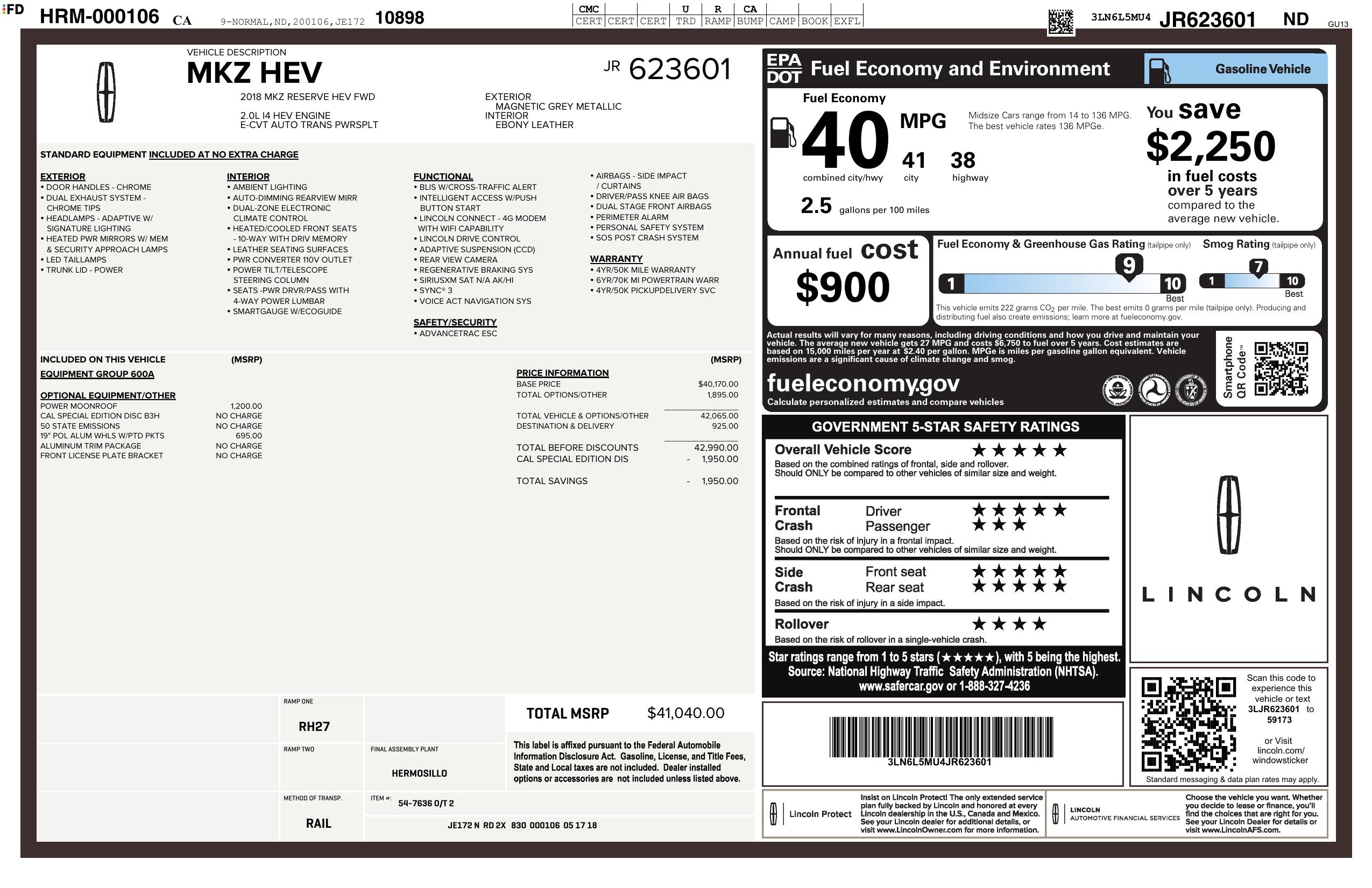 Monroney Label