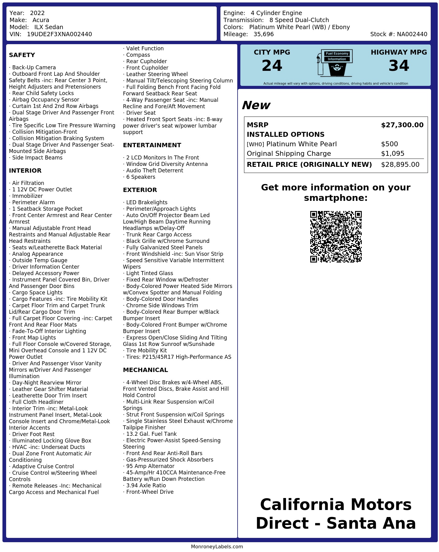 Monroney Label