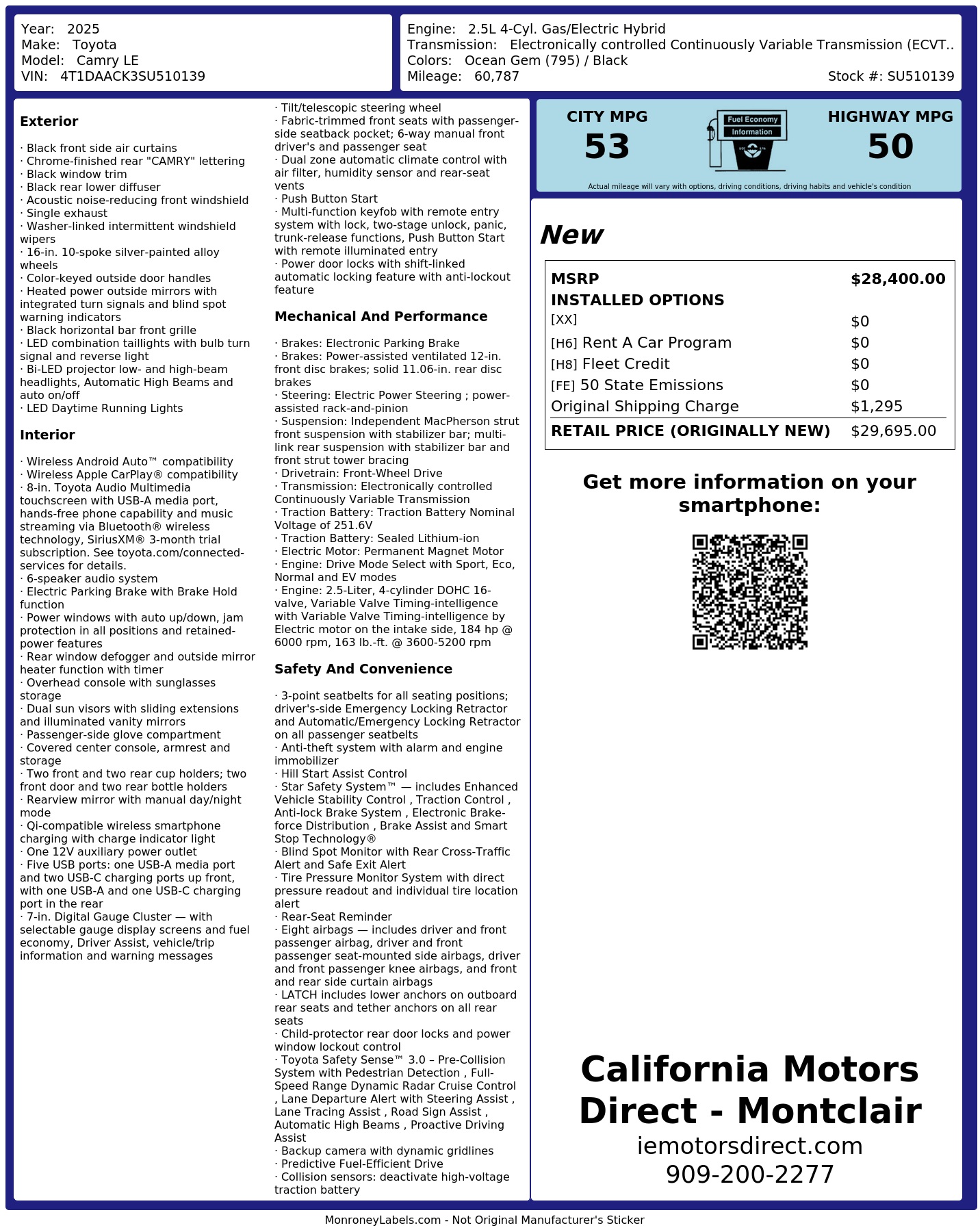 Monroney Label