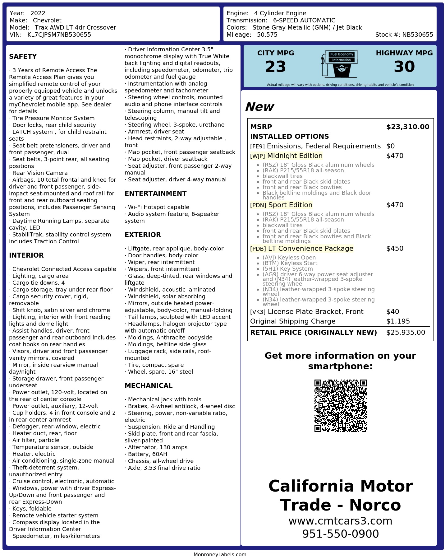 Monroney Label