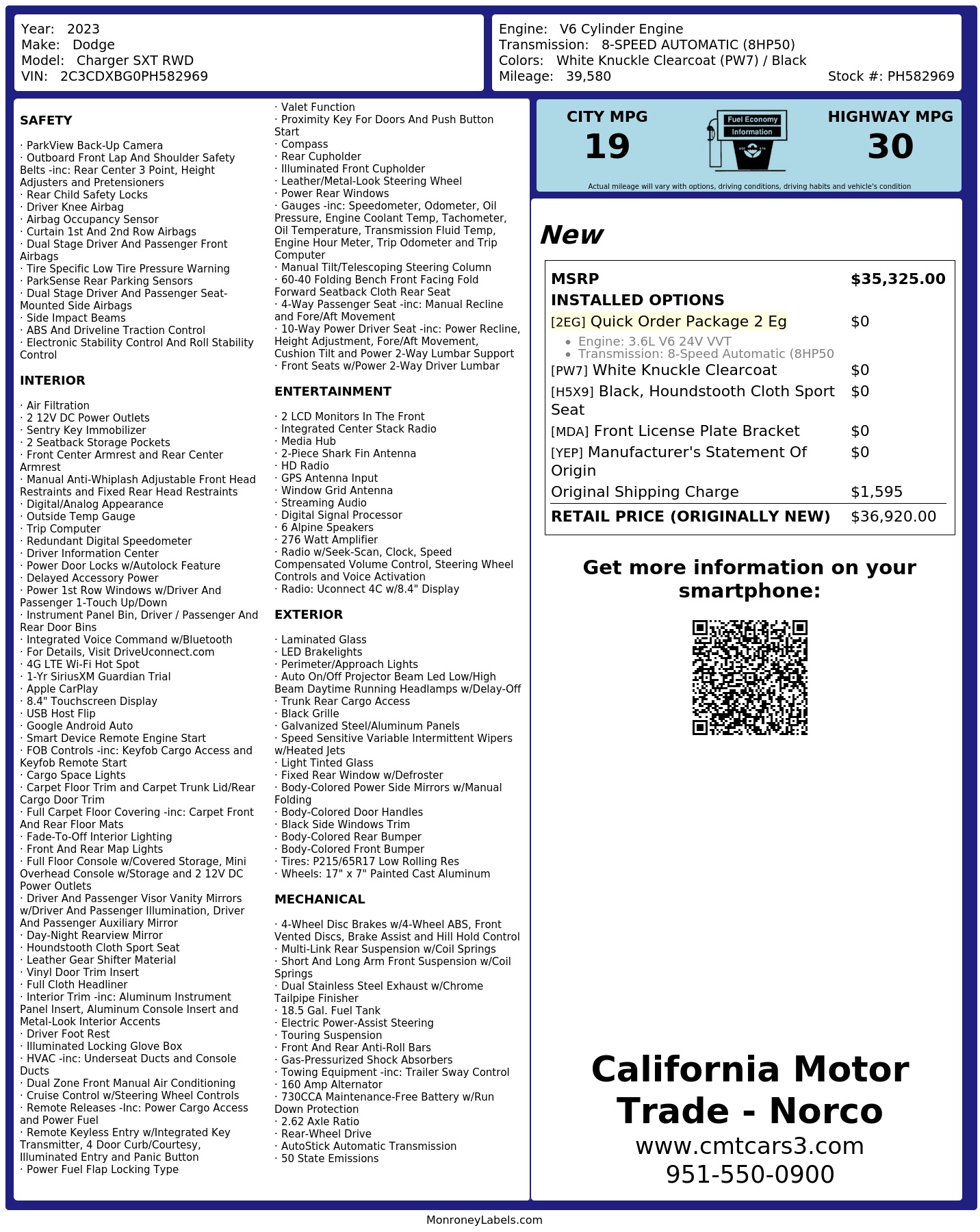 Monroney Label