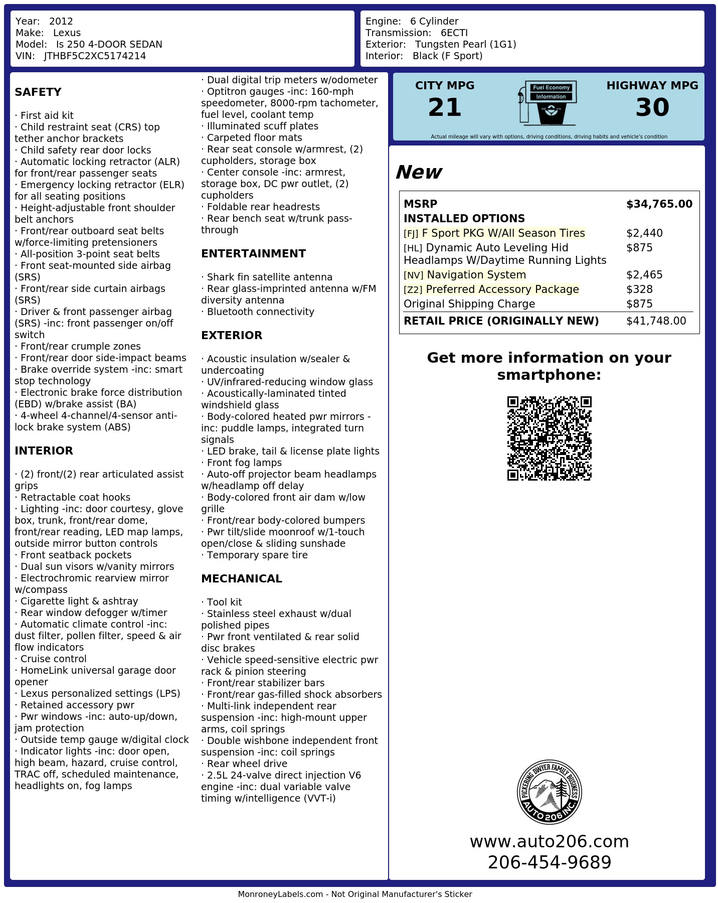 Monroney Label