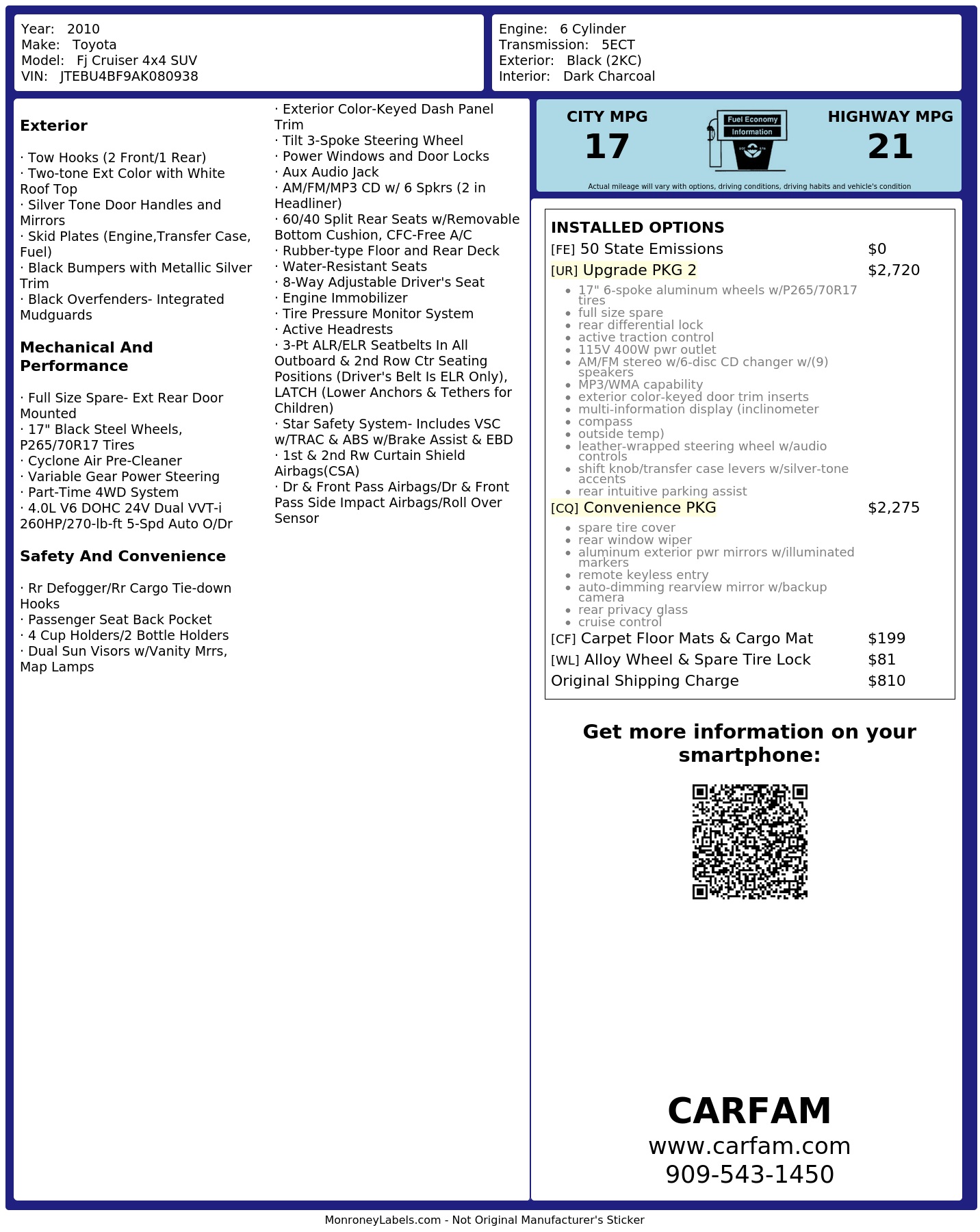 Monroney Label