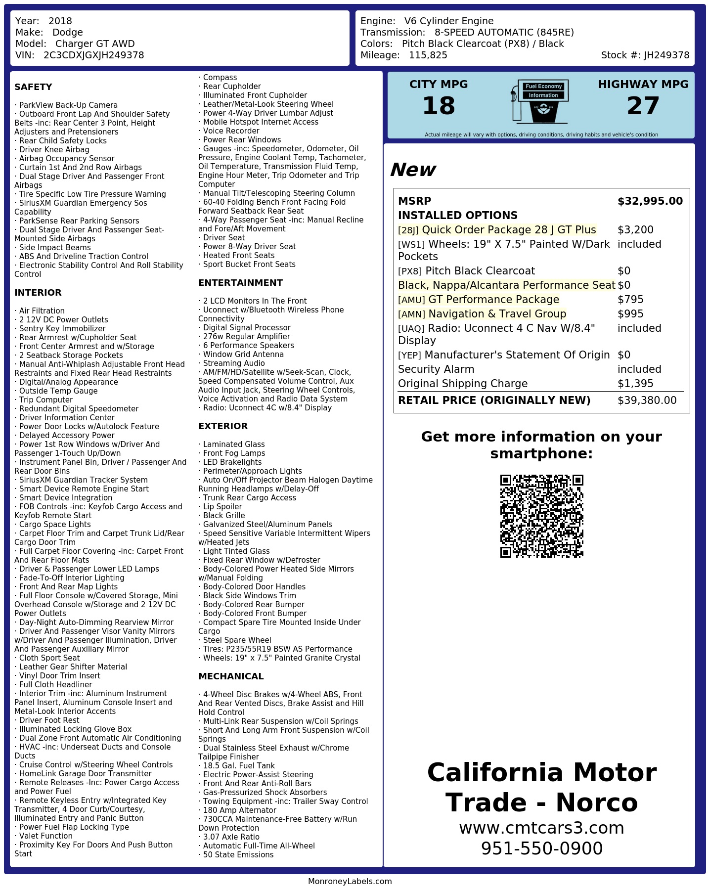 Monroney Label