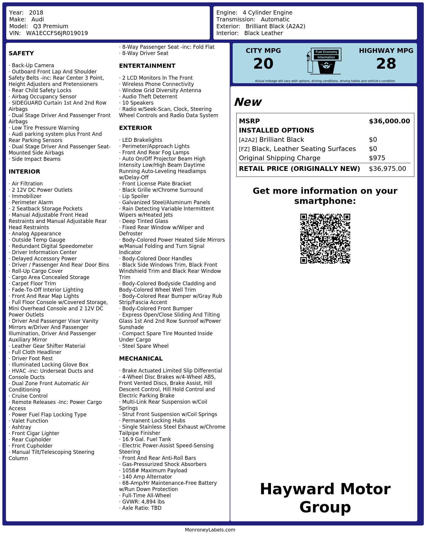 Monroney Label