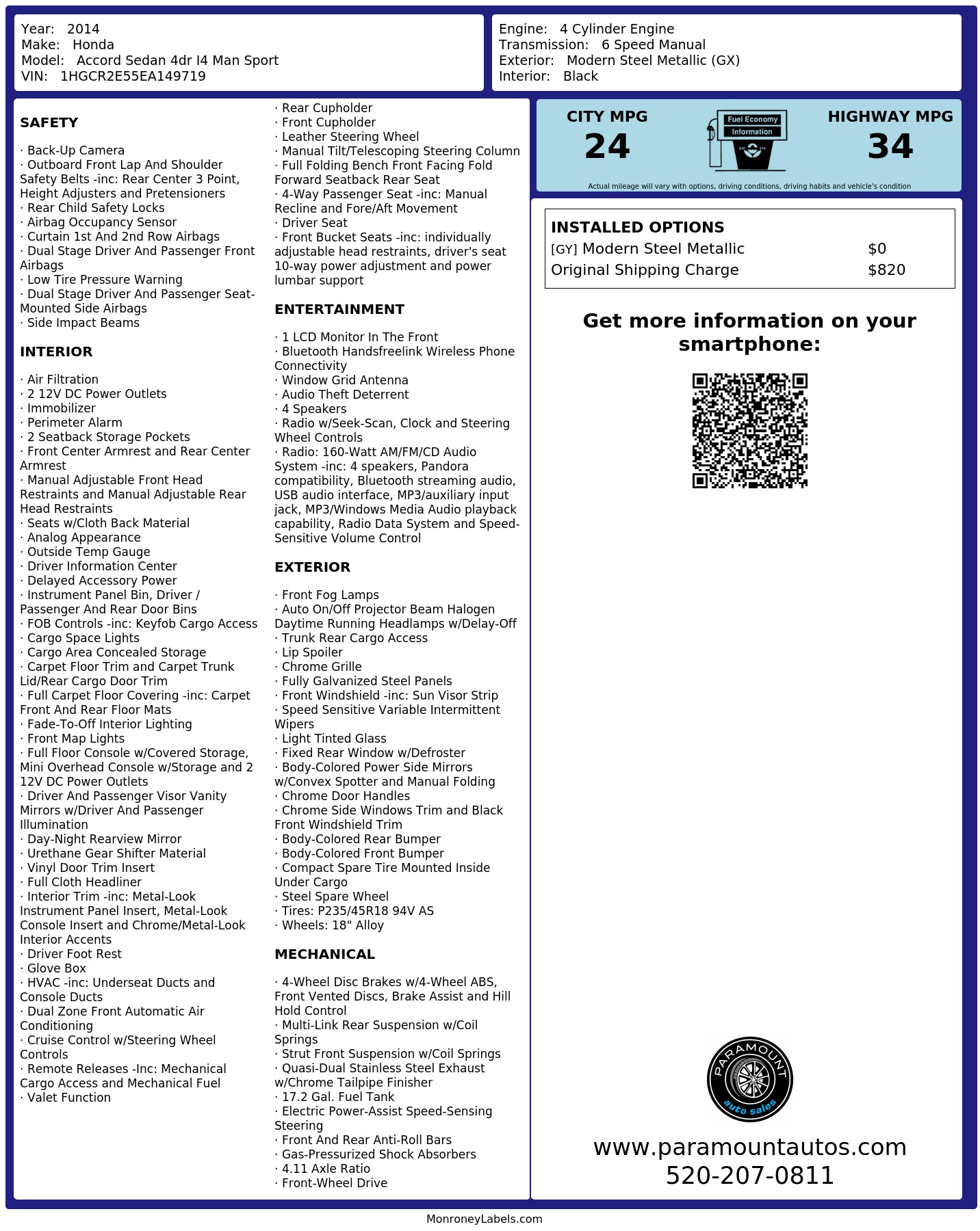 Monroney Label
