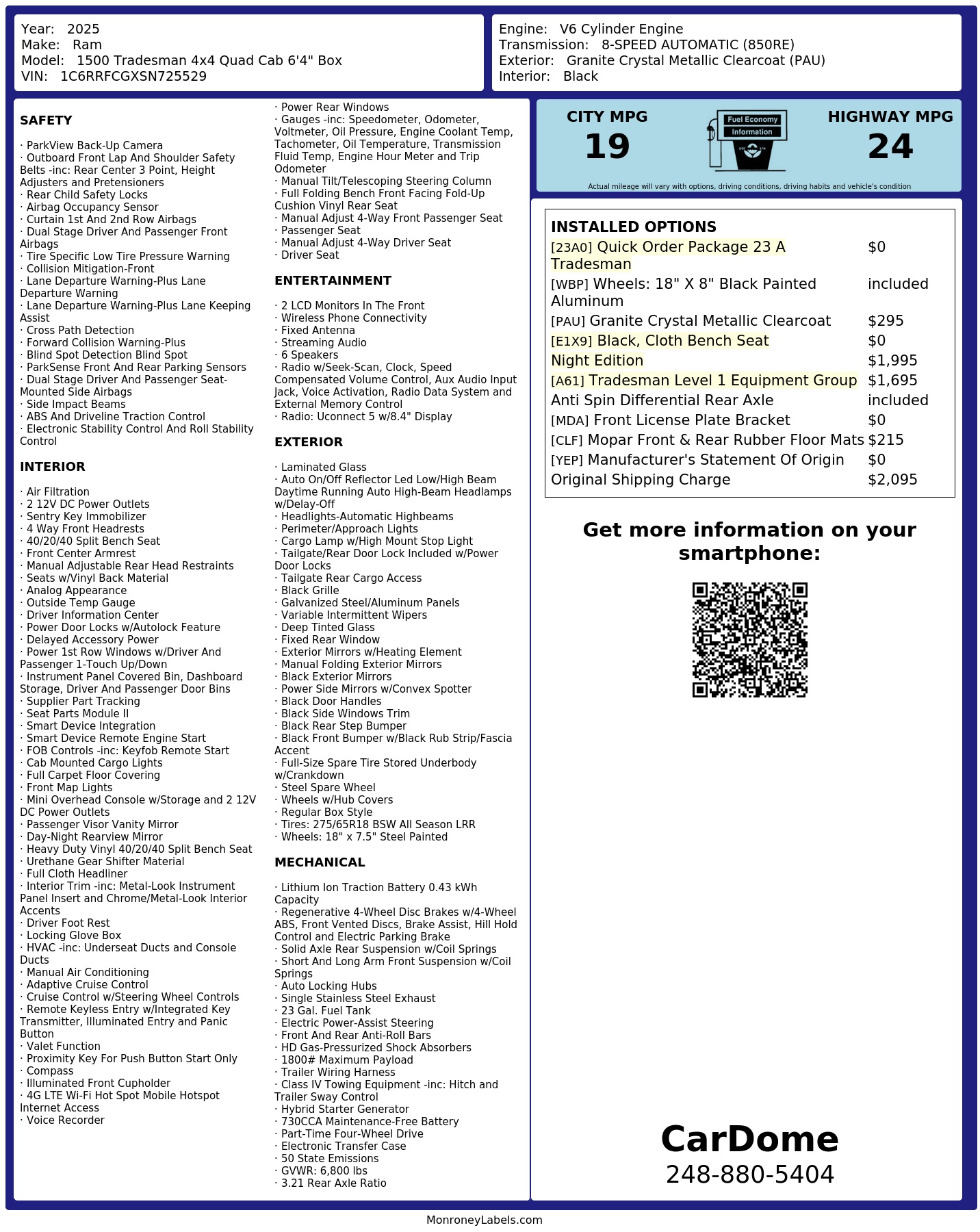 Monroney Label